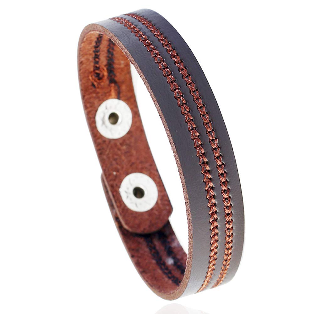 Vintage Embroidery Faux Leather Bracelet for Men & Women - Adjustable Wrist Bangle Jewelry Gift for Friends, Family & Yourself | Perfect for Casual Wear, Boho Style & Special Occasions