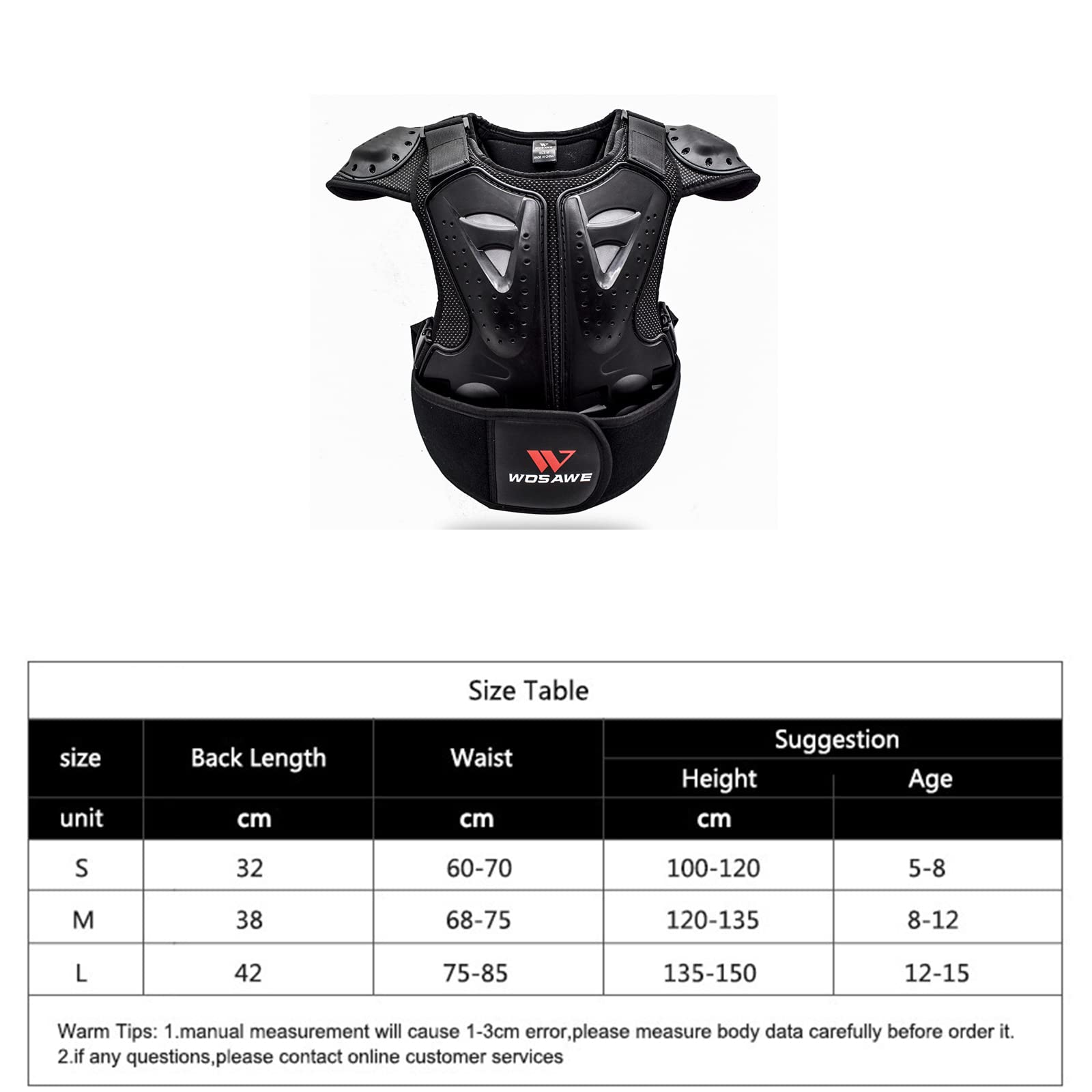 Kids Protective Armor Vest - Spine Guard for Skiing, Biking & Snowboarding | Impact-Resistant Safety Gear for Children | Size L Black | Perfect for Outdoor Sports & Winter Activities