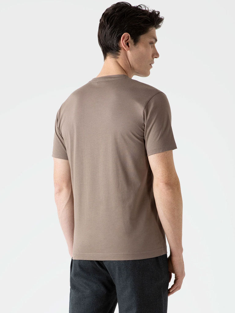 Sunspel Riviera Crew Neck T-Shirt for Men - Soft Cotton Casual Tee in Cedar Color | Perfect for Everyday Wear, Beach Outings & Summer Travel