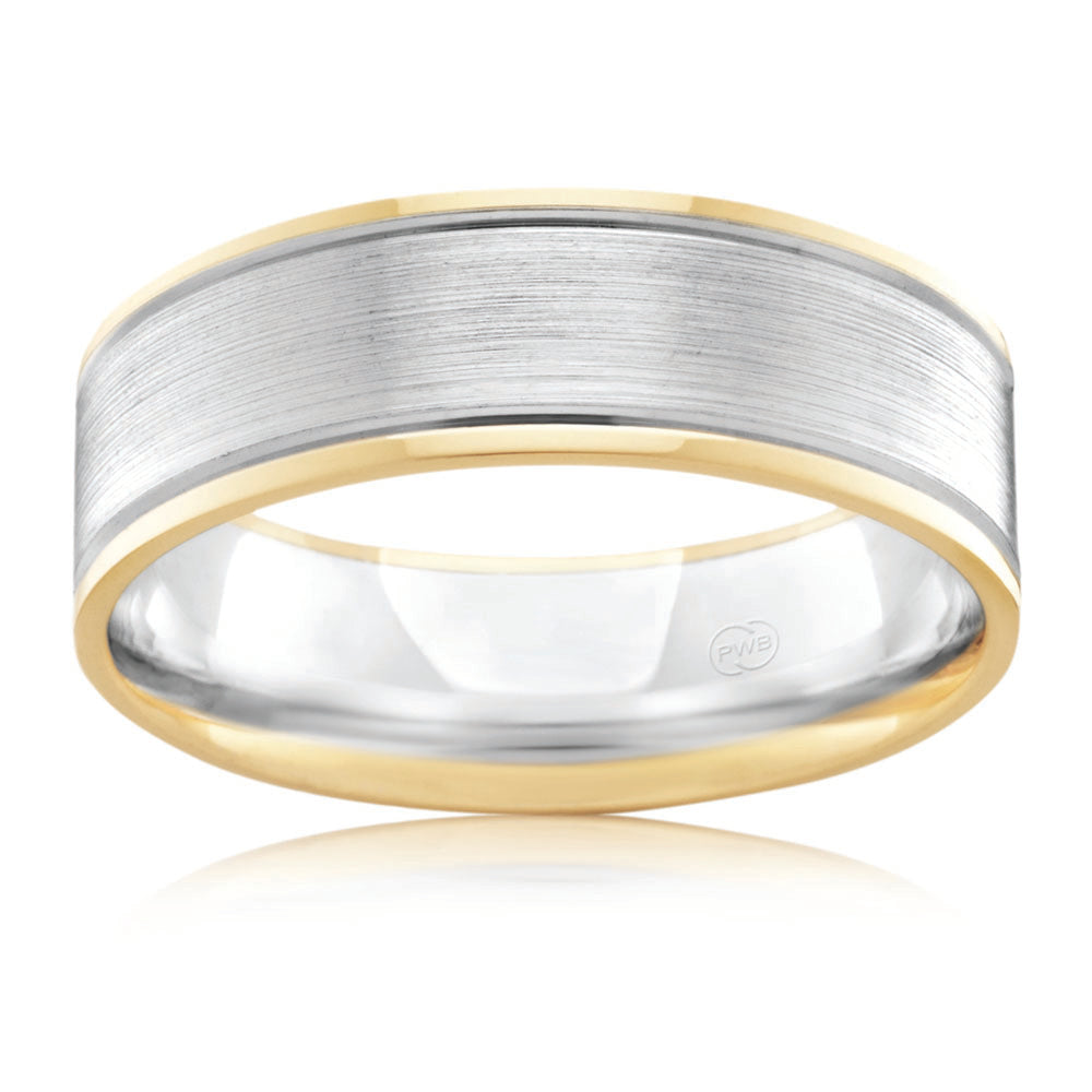 9ct Two Tone Gold 6mm Wedding Band Ring - Size U - Perfect for Engagement, Anniversary, and Everyday Wear