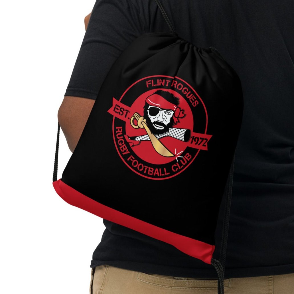 Flint Rogues RFC Drawstring Backpack - Lightweight & Durable Gym Bag for Sports, Travel & School - Perfect for Workout, Running & Outdoor Activities