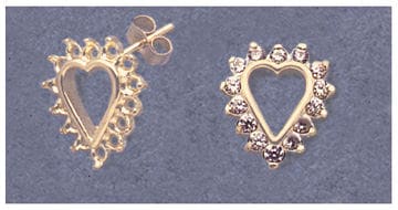 Sterling Silver or 14K Gold Heart Accent Earrings Set (2 Pieces) - Handmade in USA - Perfect for Valentine's Day Gifts & Anniversary Jewelry