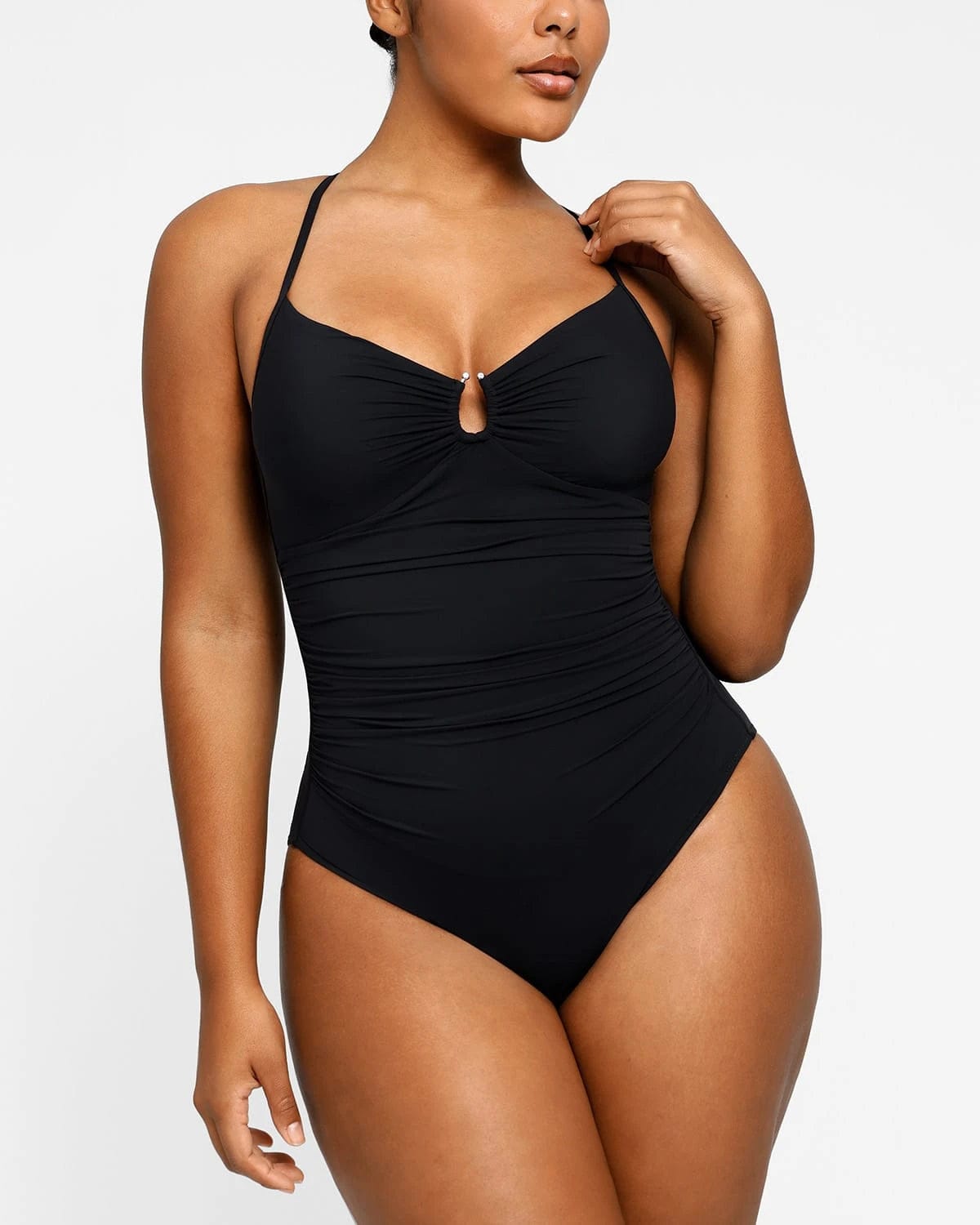 Smart Sculpt U Ring Cut Out Shaping Swimsuit - Sexy High Waist Tummy Control Bathing Suit for Women - Perfect for Beach, Pool, and Vacation