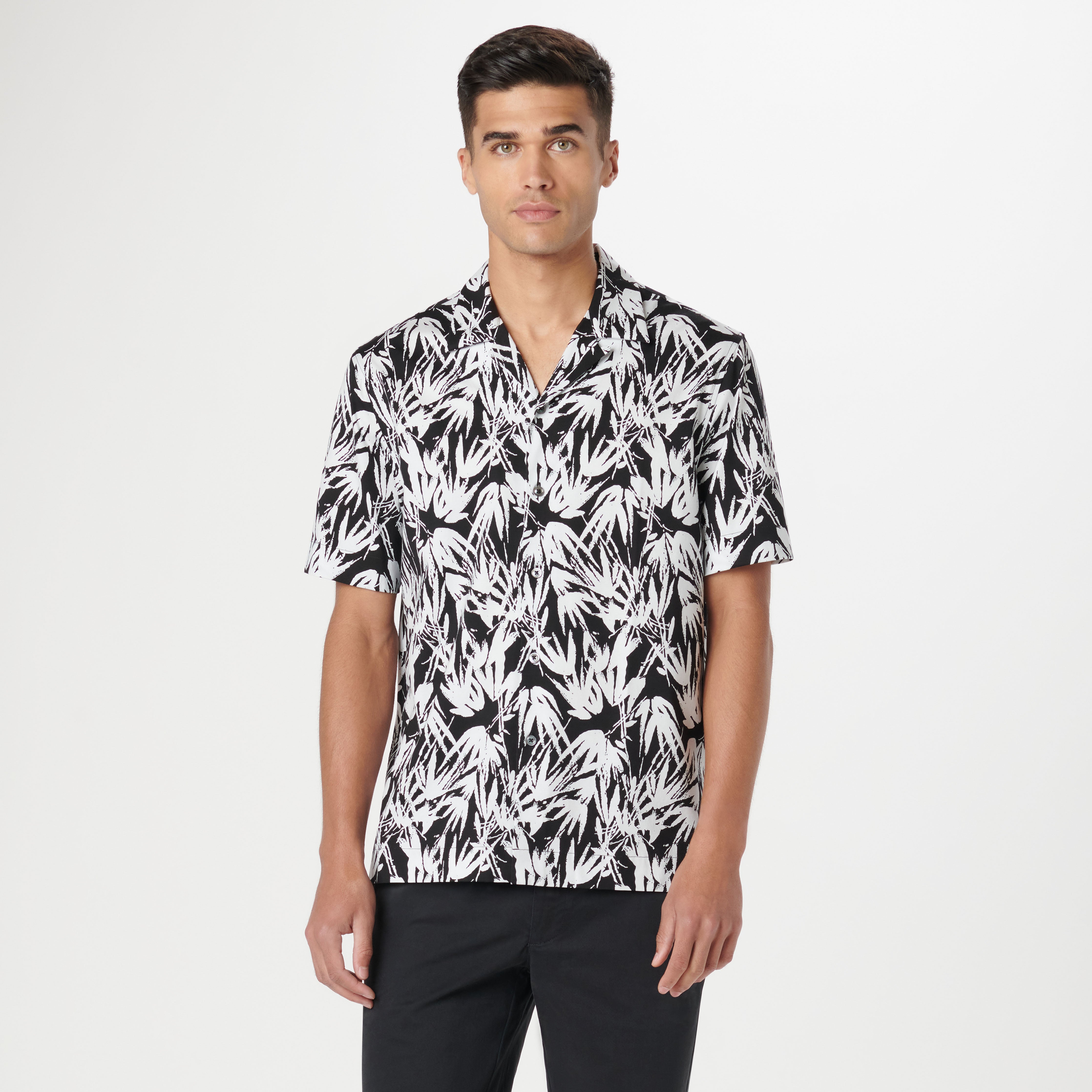 Cole Leaf Print Cotton Camp Shirt for Men - Breathable Summer Casual Button Down Shirt for Beach, Vacation & Outdoor Activities
