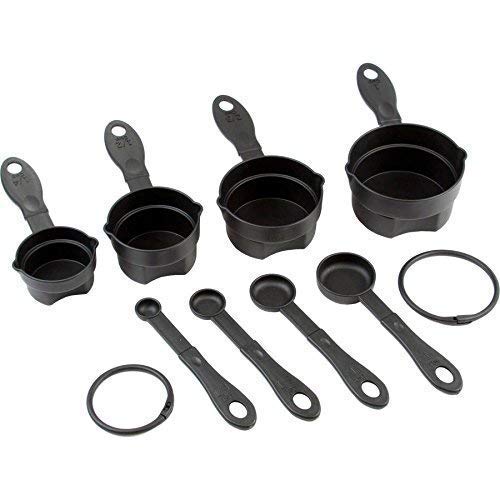 ADBERG 8-Piece Measuring Cups and Spoons Set - Plastic PP Kitchen Measuring Tools for Baking, Cooking - Perfect for Flour, Sugar, Salt - Ideal for Home Bakers & Professional Chefs (Great for Cake Decorating, Meal Prep & Recipe Measurement)