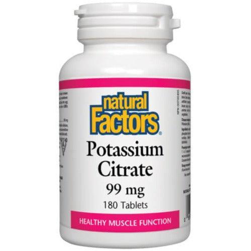 Natural Factors Potassium Citrate 99mg - 180 Tablets | Supports Heart Health & Muscle Function | Ideal for Athletes & Active Lifestyles