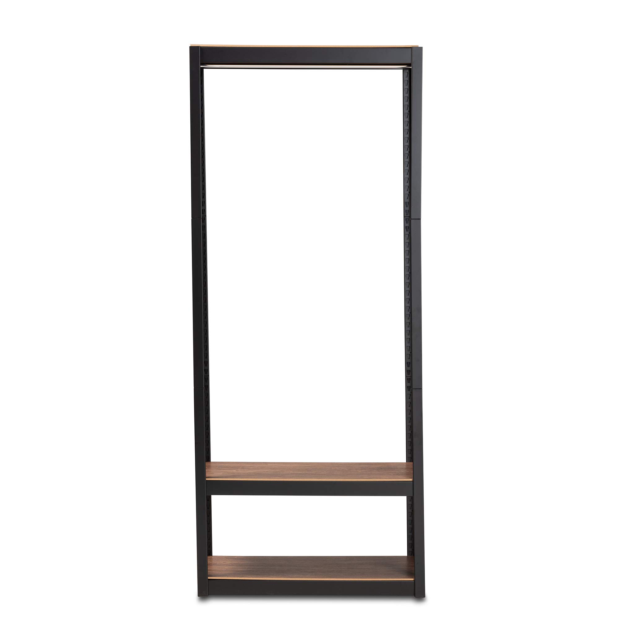 Baxton Studio Closet Storage Organizer - 3-Tier Shelving Unit for Bedroom & Closet Organization, Black/Brown - Perfect for Storing Shoes, Clothes & Accessories