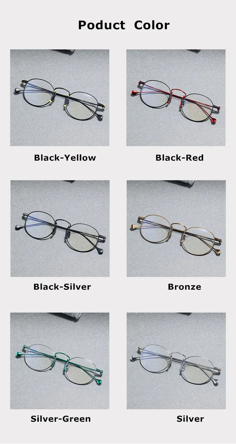 Aimee Unisex Full Rim Round Titanium Eyeglasses Frame 190068 - Lightweight Durable Glasses for Men & Women, Perfect for Reading, Work & Everyday Wear