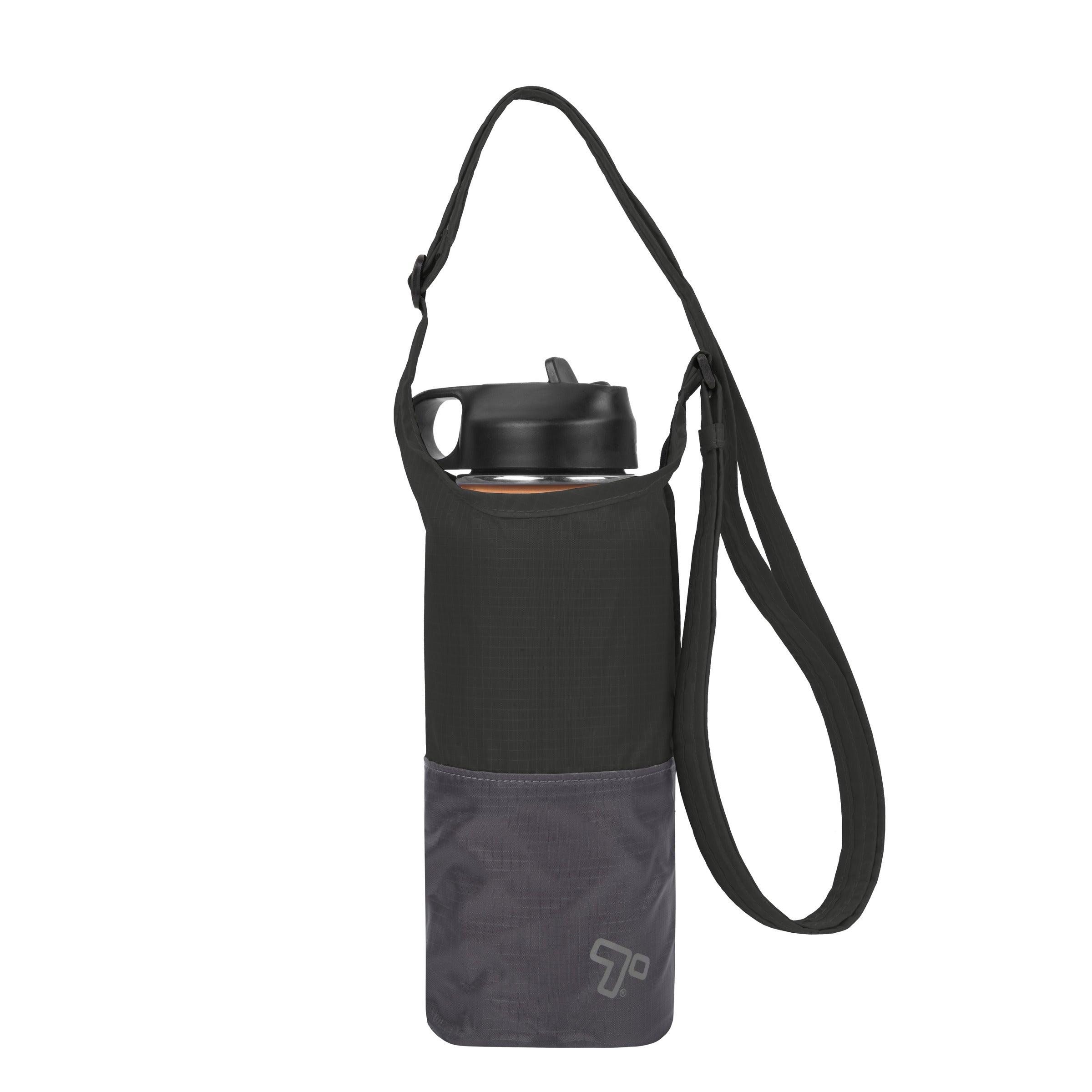Travelon Packable Water Bottle Tote Bag - Lightweight & Collapsible, Black/Gray - Perfect for Travel, Hiking, Gym & Everyday Use
