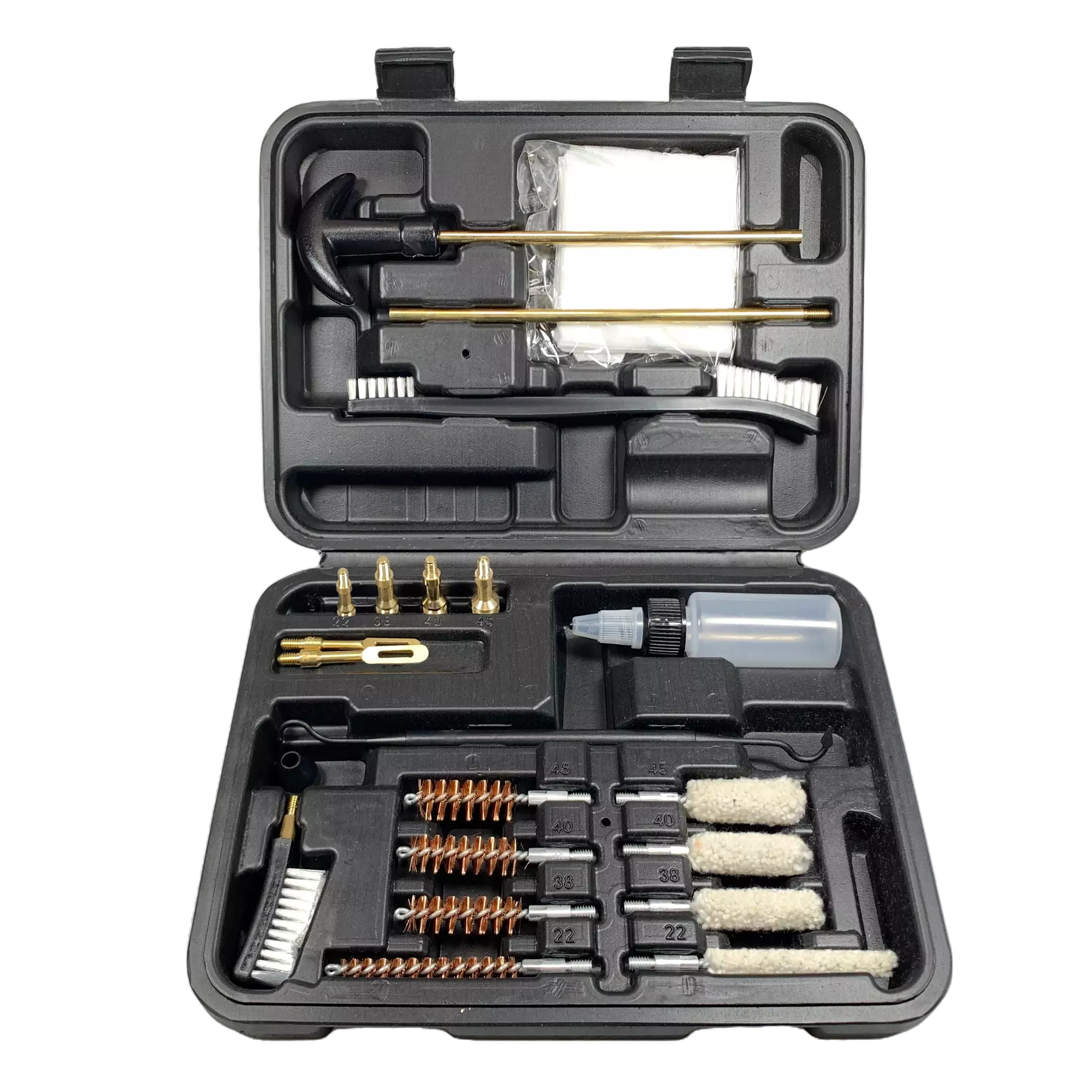 Premium Gun Cleaning Kit for .22, .38, .40, .45 & .30 Caliber - Bronze Brush, Mop Brush, Brass Jags & Rods for Rifle & Pistol Maintenance - Includes Durable Travel Case - Perfect for Hunting, Range Practice & Firearm Care