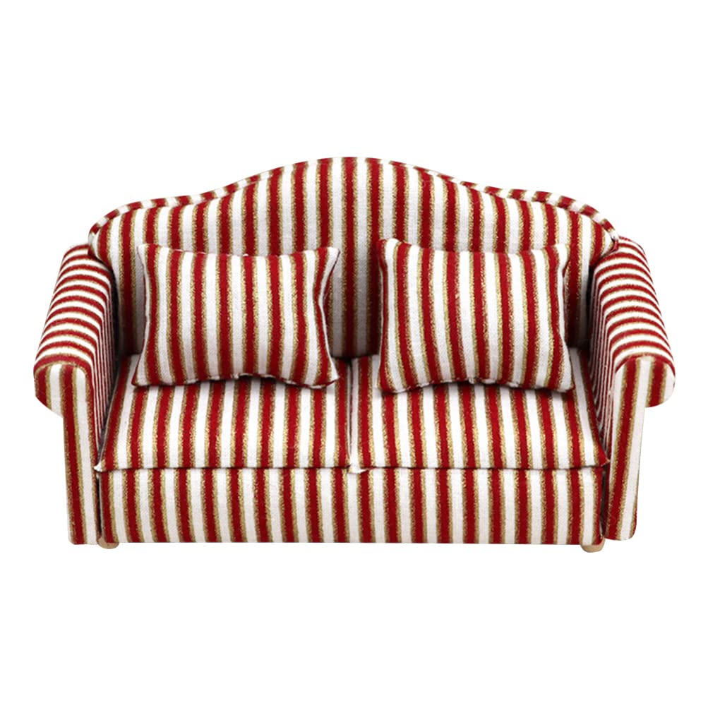 Toyvian Kids Miniature Sofa Chair - Floral Mini Couch with Pillow, DIY Wooden Furniture for Dollhouse, Living Room, Dining Room & Bedroom - Perfect for Pretend Play & Home Decor