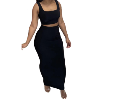 Slim Fit Vest Long Skirt for Women - Elegant High Waist Maxi Skirt with Pockets | Perfect for Office, Party, and Casual Wear