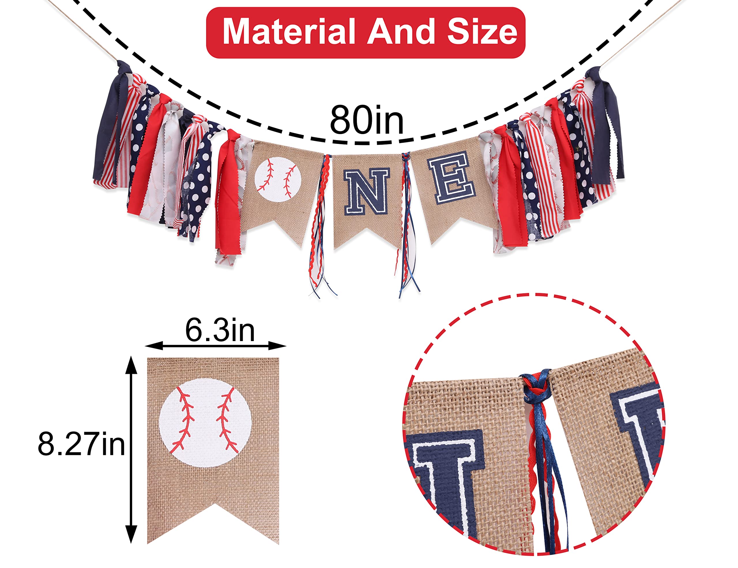 Baseball 1st Birthday Banner - Custom Baseball Party Decorations for Baby Boy, High Chair Banner & Smash Cake Photo Prop - Perfect for Sports Theme Birthday Parties, Baby Showers & First Birthday Celebrations