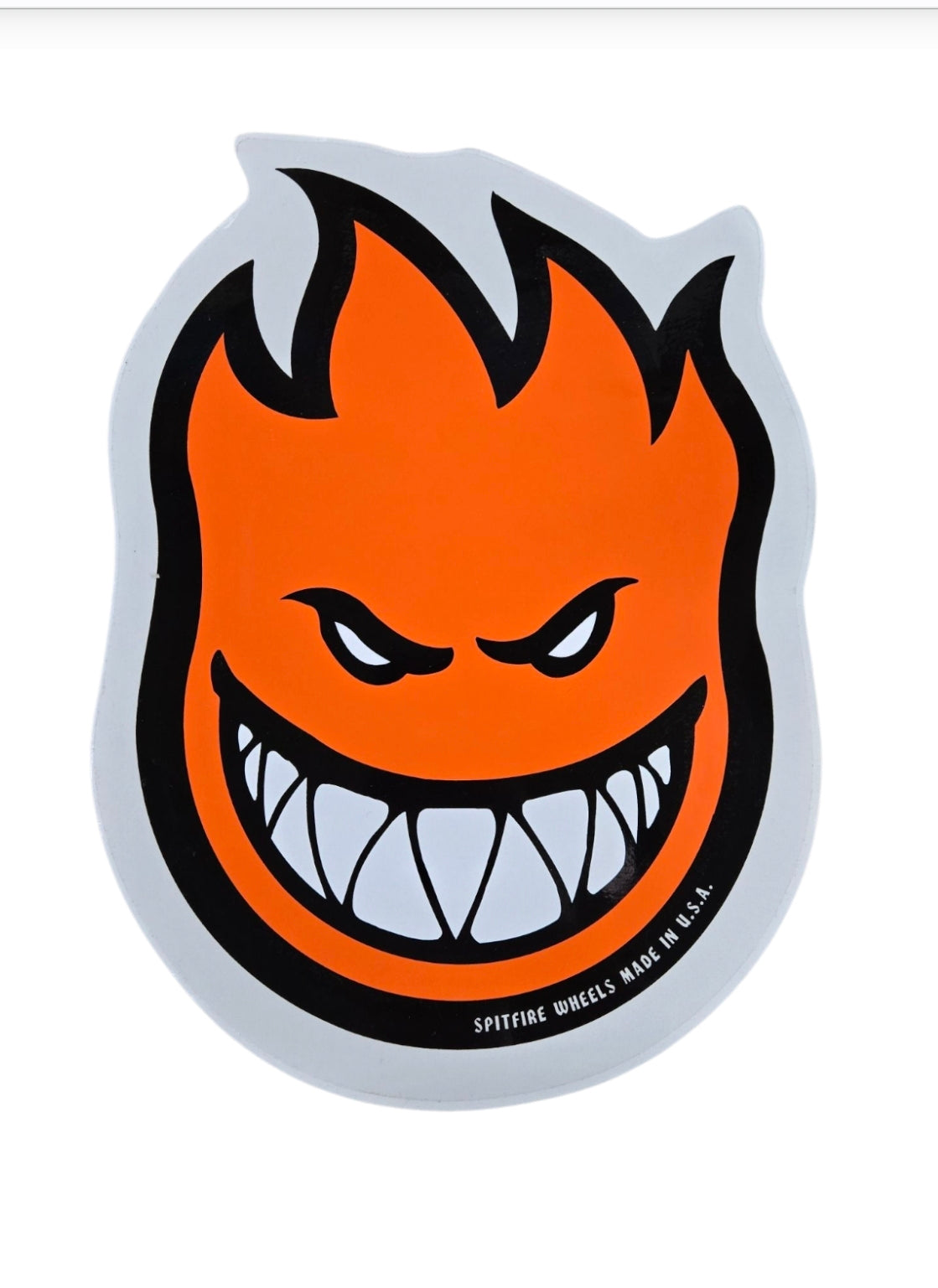 Vintage Spitfire Wheels Big Head Sticker - 9x12 Inches Large Decal in Orange & Black - Perfect for Skateboards, Laptops, and DIY Projects