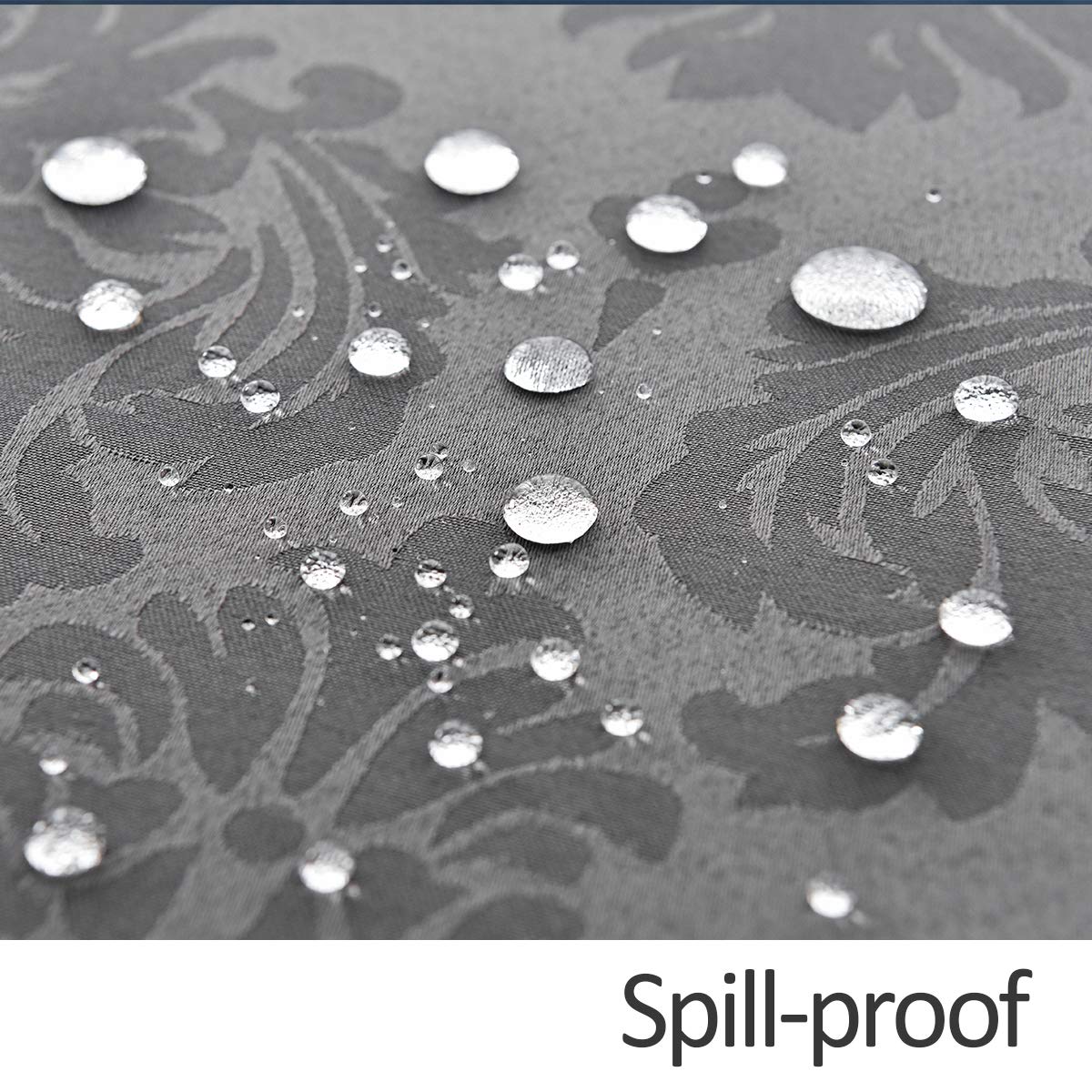 Premium Jacquard Tablecloth - Spillproof & Wrinkle Resistant Heavyweight Damask Pattern Table Cover for Kitchen, Dining, Restaurant - 52x70 Inch Charcoal Gray - Perfect for Indoor Dinner Parties & Outdoor Picnics