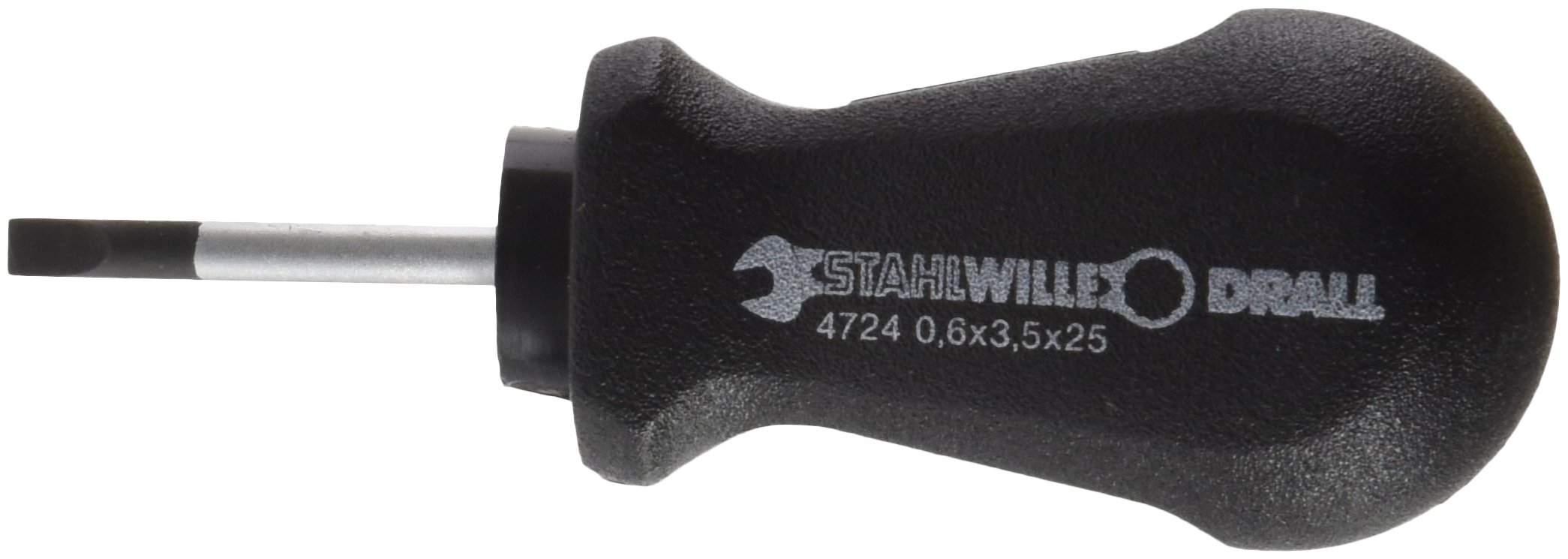 Stahlwille 47241045 Carburetor Screwdriver DRALL - Short Slotted Screwdriver, Chrome Alloy Steel with Chrome Plating, 0.6mm x 3.5mm Blade, 25mm Length - Perfect for Automotive Repair & Precision Electronics Work