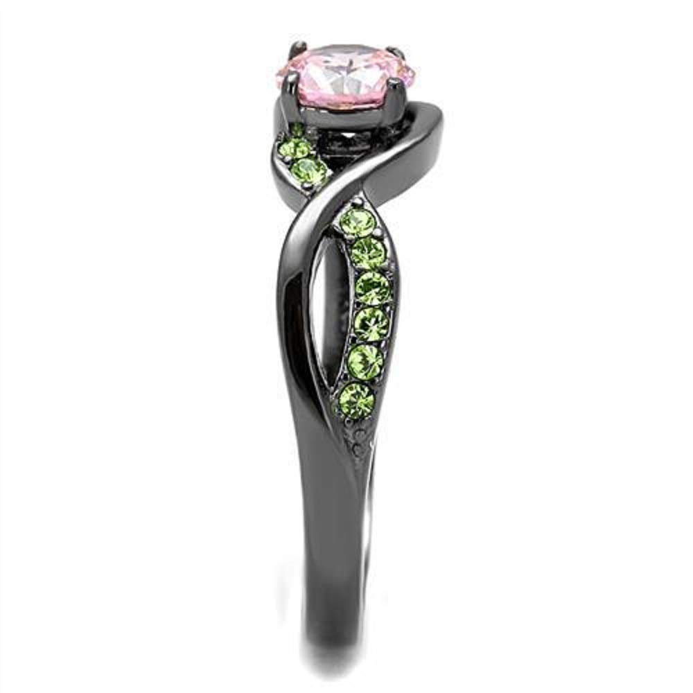 WildKlass Stainless Steel CZ Ring for Women - Light Black IP Gun Finish for Elegant Occasions