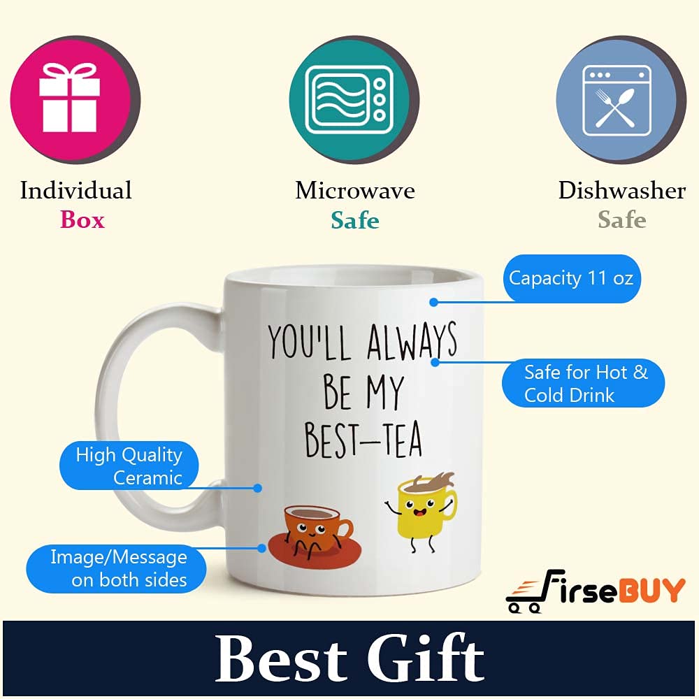 FirseBUY Best Friend Ceramic Tea Coffee Mug - 11Oz White - Perfect for Gifts, Anniversaries & Daily Use