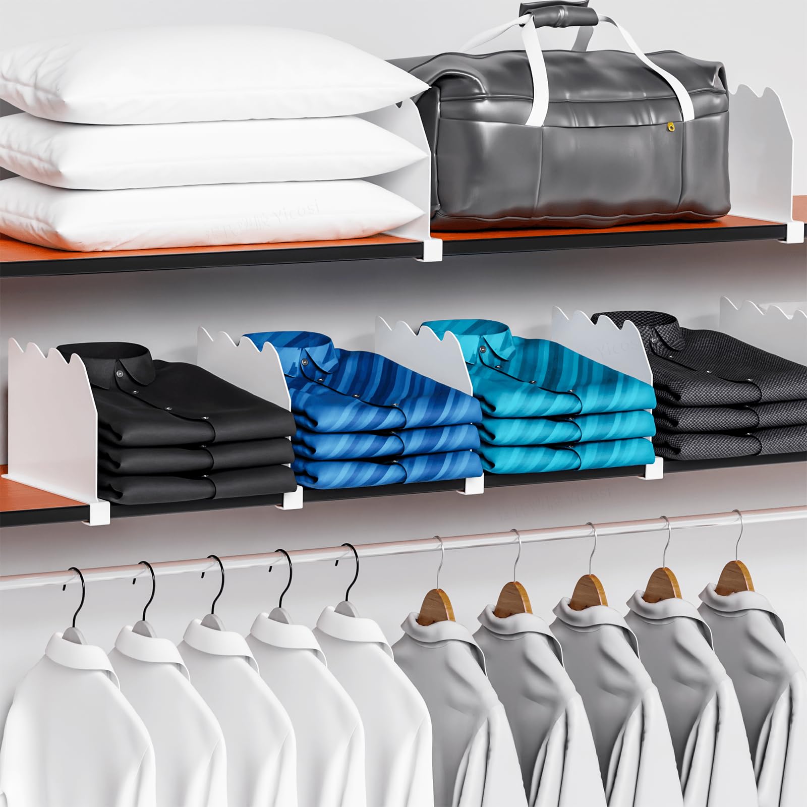 Yieach 6-Pack Acrylic Shelf Dividers for Closet Organization - 9.3