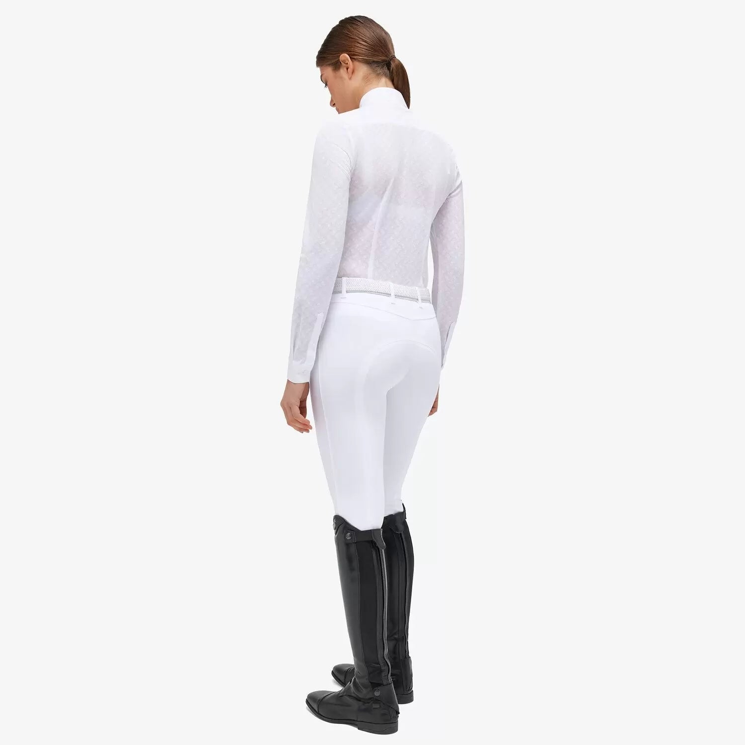 Cavalleria Toscana Women's Equestrian Show Shirt - Long Sleeve Jacquard Riding Top for Dressage & Horse Shows - Perfect for Competition & Training