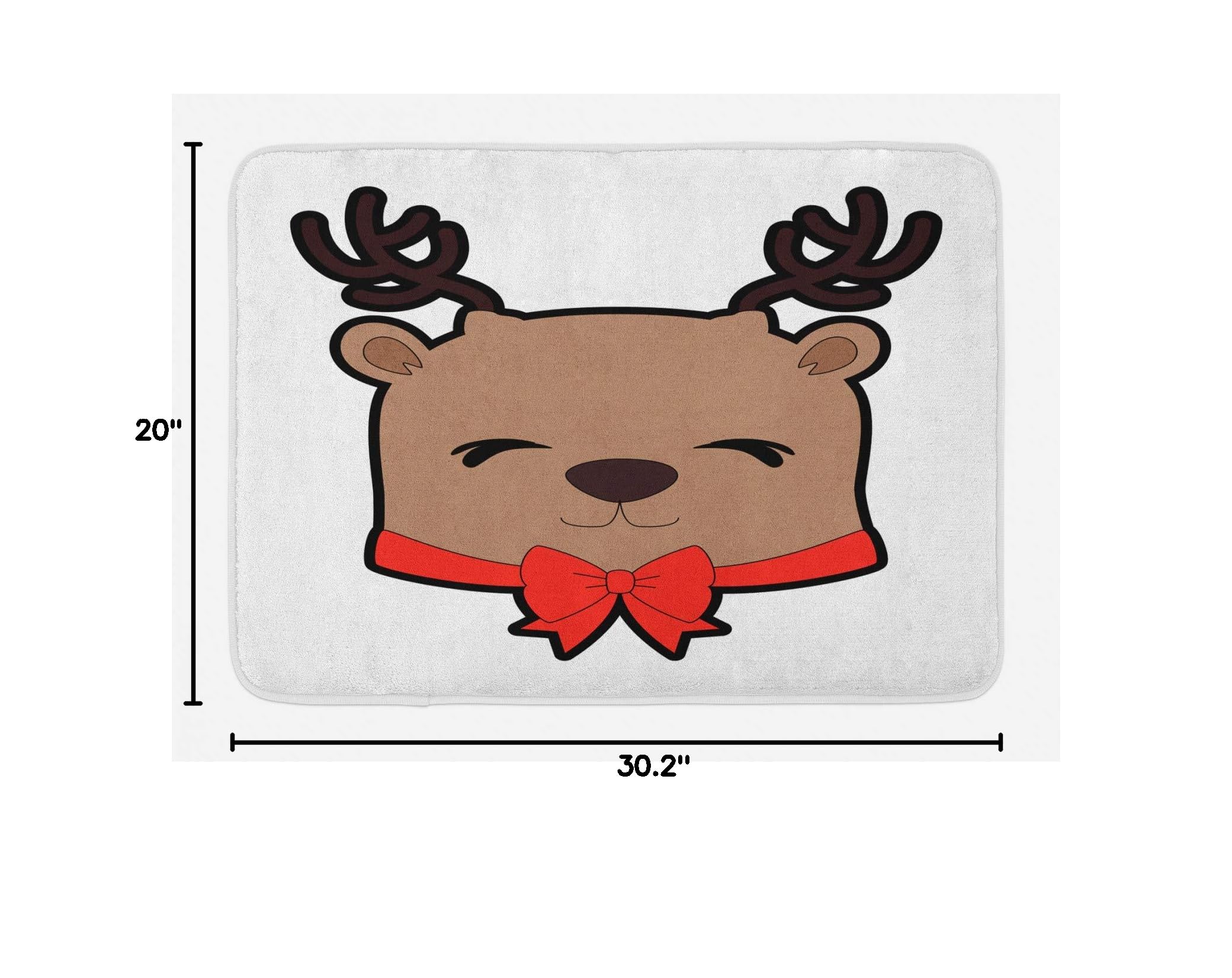 Ambesonne Christmas Bath Mat - Non-Slip Plush Bathroom Rug with Smiling Reindeer Head Design, 30x20 Inches, Pale Brown Vermilion - Perfect Holiday Decor for Bathroom, Kitchen or Entryway