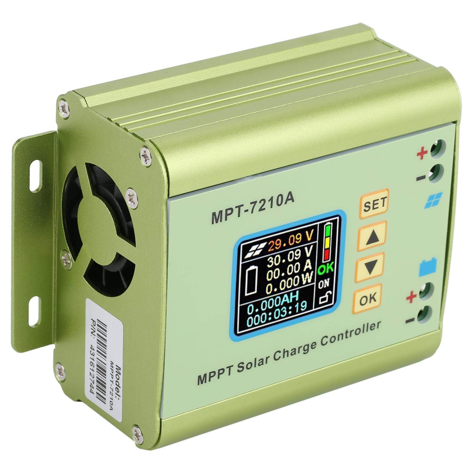 MPPT Solar Charge Controller 12V-60V, 7210A LCD Display Regulator for Lithium Battery, Solar Panel System - Perfect for Off-Grid, RV, Marine & Home Energy Storage
