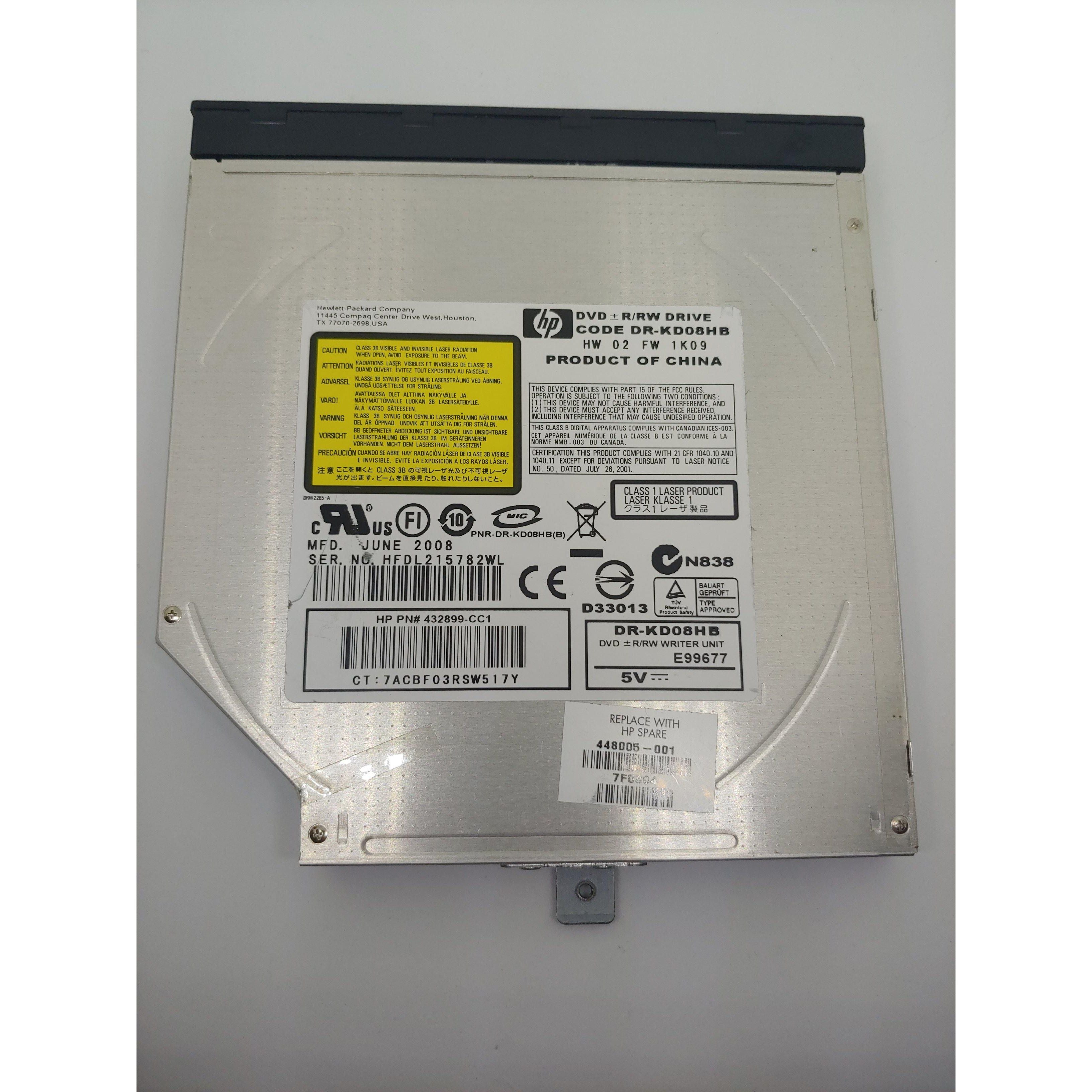 HP DVD±RW DL LightScribe Drive - KD08HB PNR (KD08HB-B) - External Laptop DVD Burner for Data Backup, Media Playback & Disc Labeling - Perfect for Home Office, Media Archiving & Entertainment Use