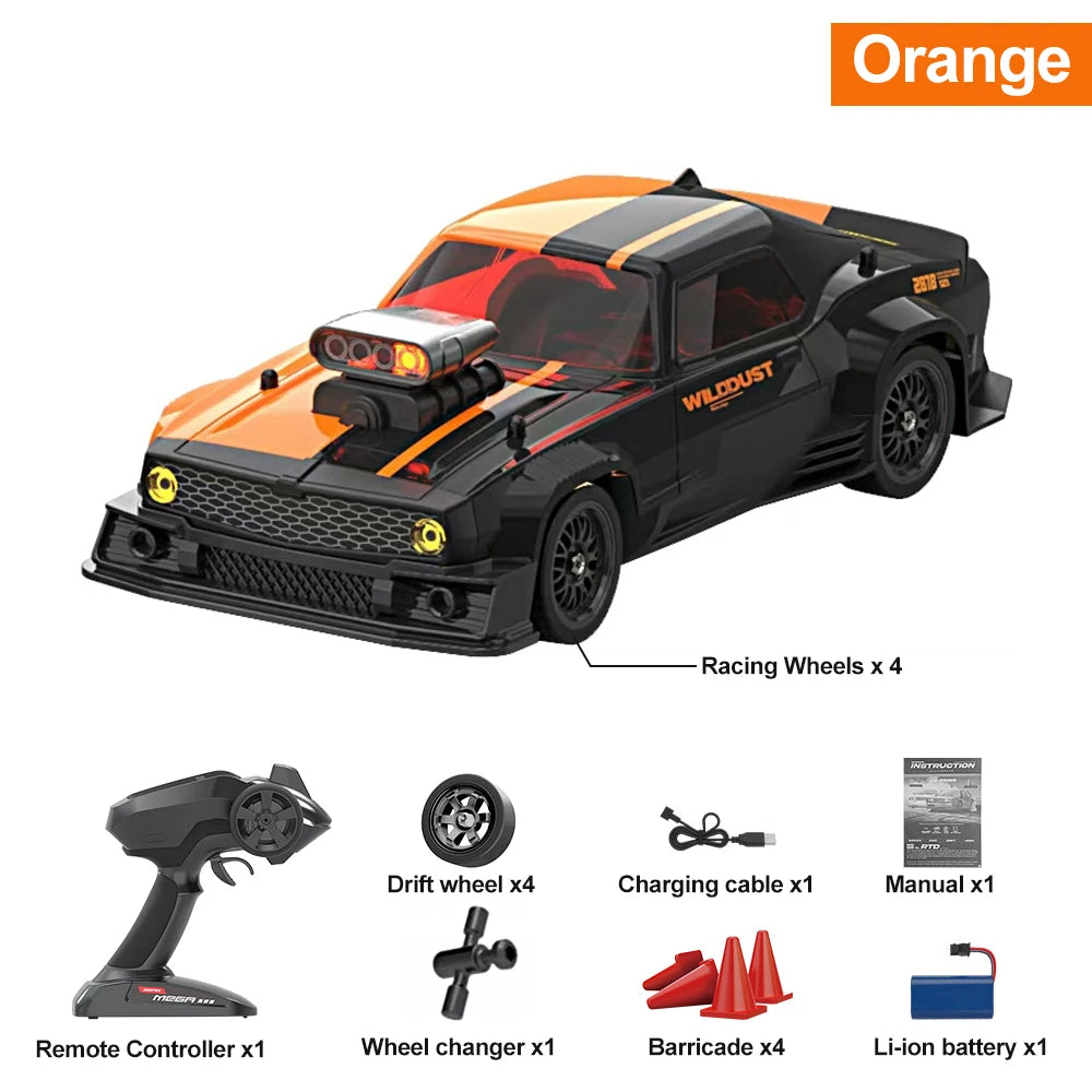 KAMTOM DC163A 1/16 Scale 4WD High-Speed Drift RC Car - 50km/h, ESP Gyro Stabilizer, LED Headlights - Perfect for Indoor/Outdoor Racing, Drifting & RC Car Enthusiasts