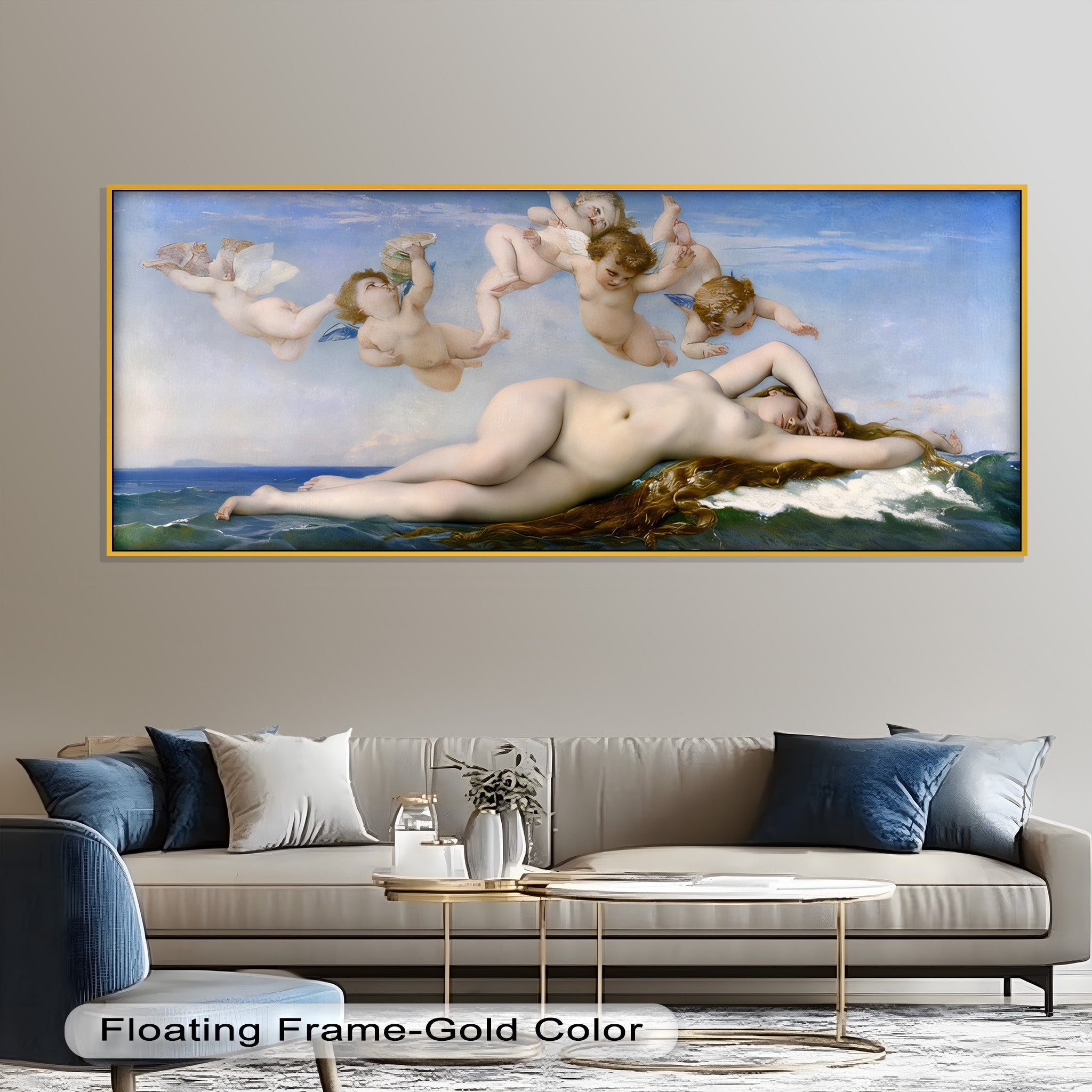 Birth of Beauty - Mythological Sea Nymph and Cherubs Oil Painting Wall Art for Living Room, Bedroom Decor | Classic Renaissance Style Canvas Print for Home & Office
