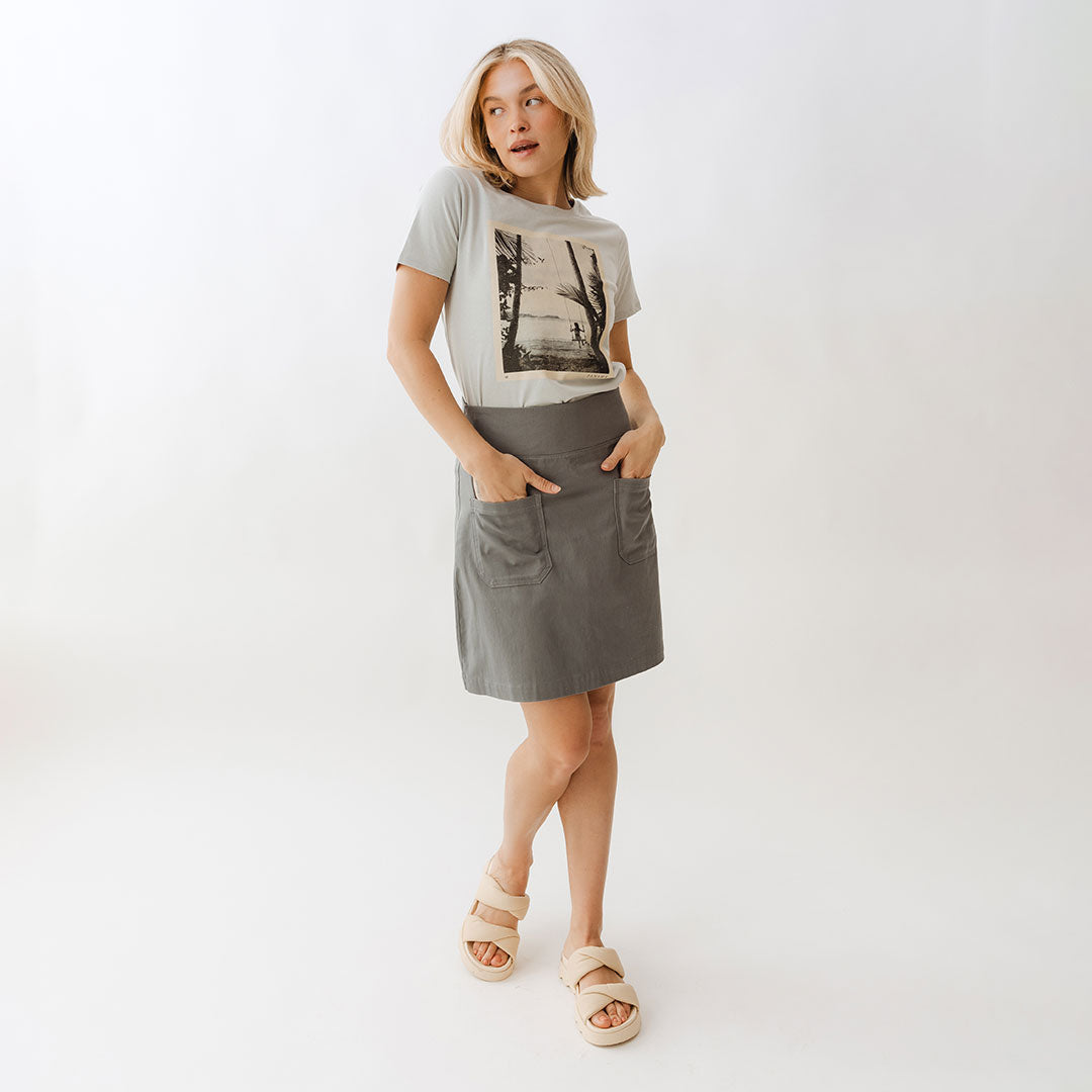Stylish Grey Canvas Skirt for Women - Comfortable & Durable A-Line Skirt - Perfect for Casual Outings, Work & Summer Fashion