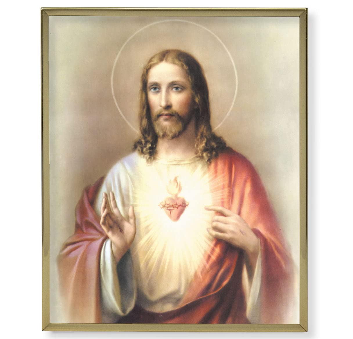 Sacred Heart of Jesus Framed Wall Art - Large Gold Plaque Religious Decor for Home, Church & Prayer Room - Perfect for Catholic Gifts & Devotional Spaces
