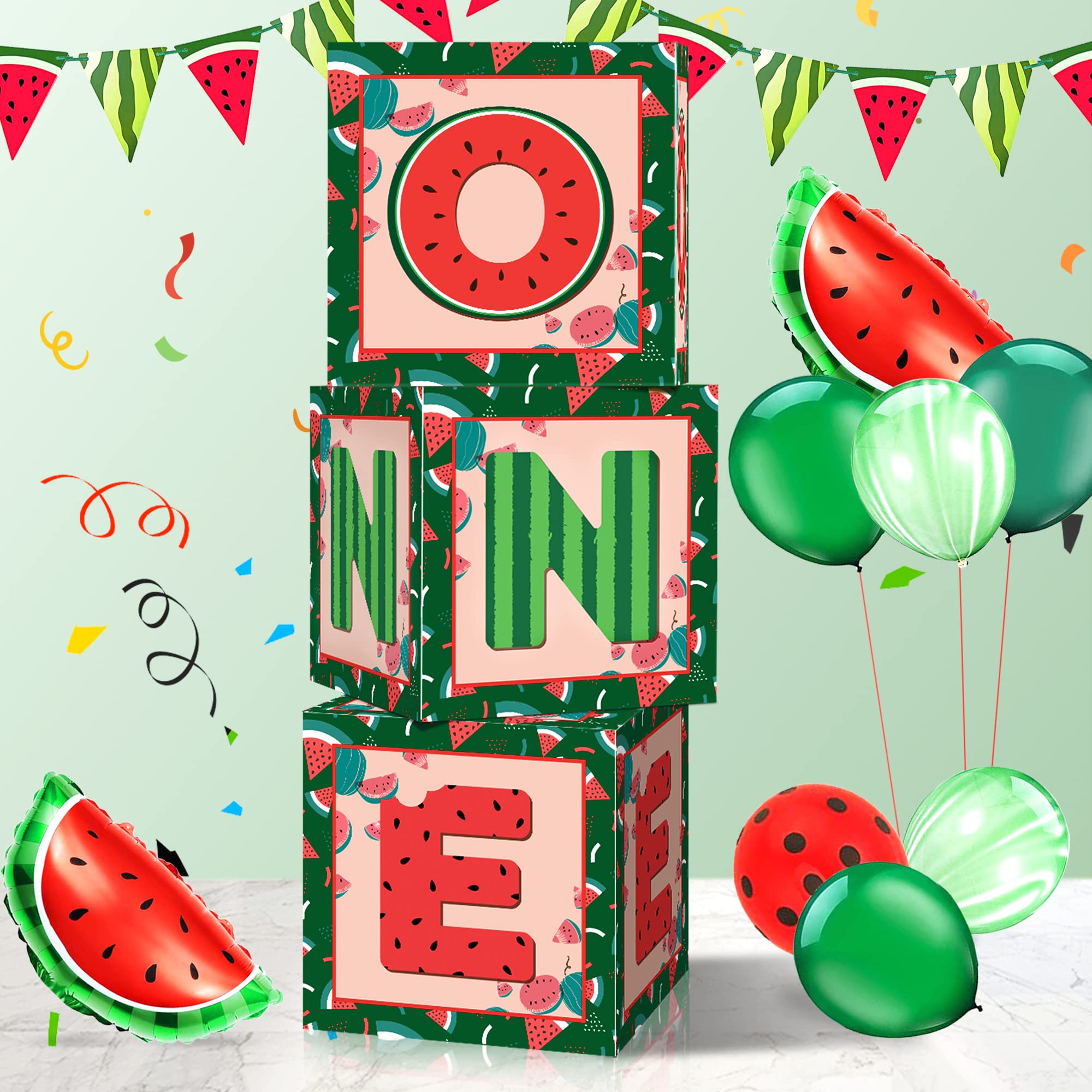 3pcs Watermelon Theme Balloon Box Decorations for Baby's 1st Birthday Party - Summer Baby Shower Supplies & Nursery Decor | Perfect for Outdoor Picnics, Pool Parties & Gender Reveals