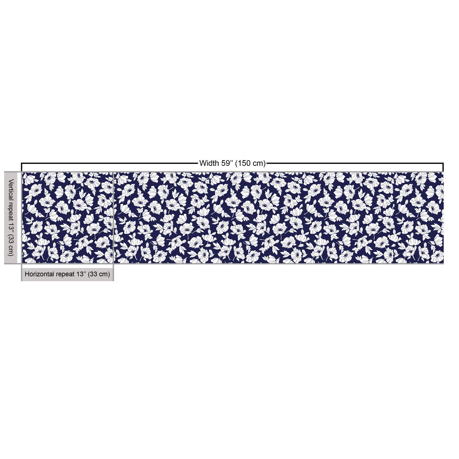 Ambesonne Floral Fabric by The Yard - Botanical Poppy Design in White & Indigo, 10 Yards | Upholstery, Home Decor, DIY Projects | Perfect for Curtains, Pillows & Spring Home Accents