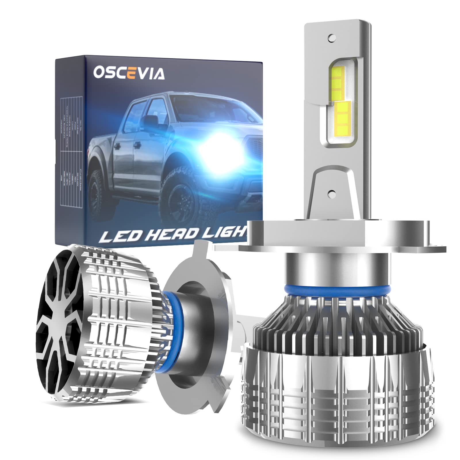 OSCEVIA H4/9003 LED Headlight Bulbs - 70W 14000LM Super Bright, 6500K Cool White High/Low Beam Conversion Kit, IP68 Waterproof, Plug & Play - Perfect for Night Driving, Off-Roading & Foggy Conditions (Pack of 2)