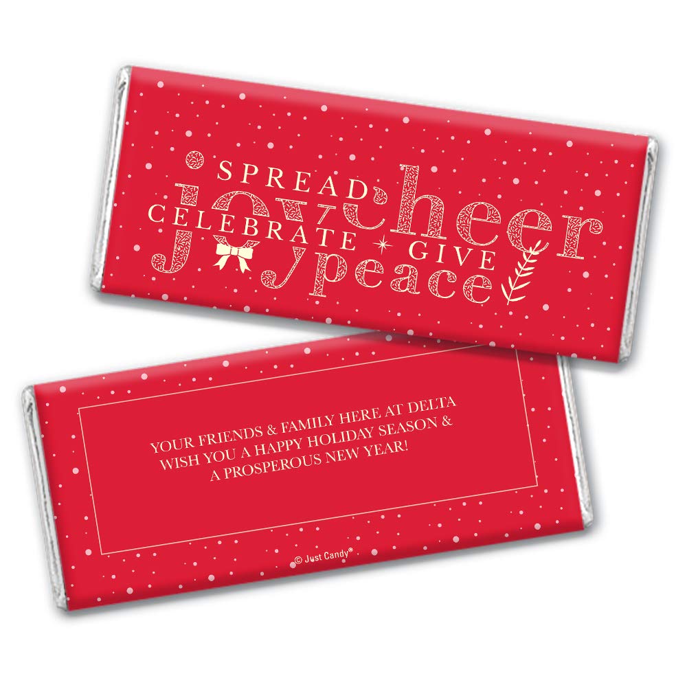 Personalized Christmas Chocolate Bars - 24 Count Bulk Holiday Candy for Gifts, Parties & Stocking Stuffers | Custom Name & Message Options for Festive Celebrations