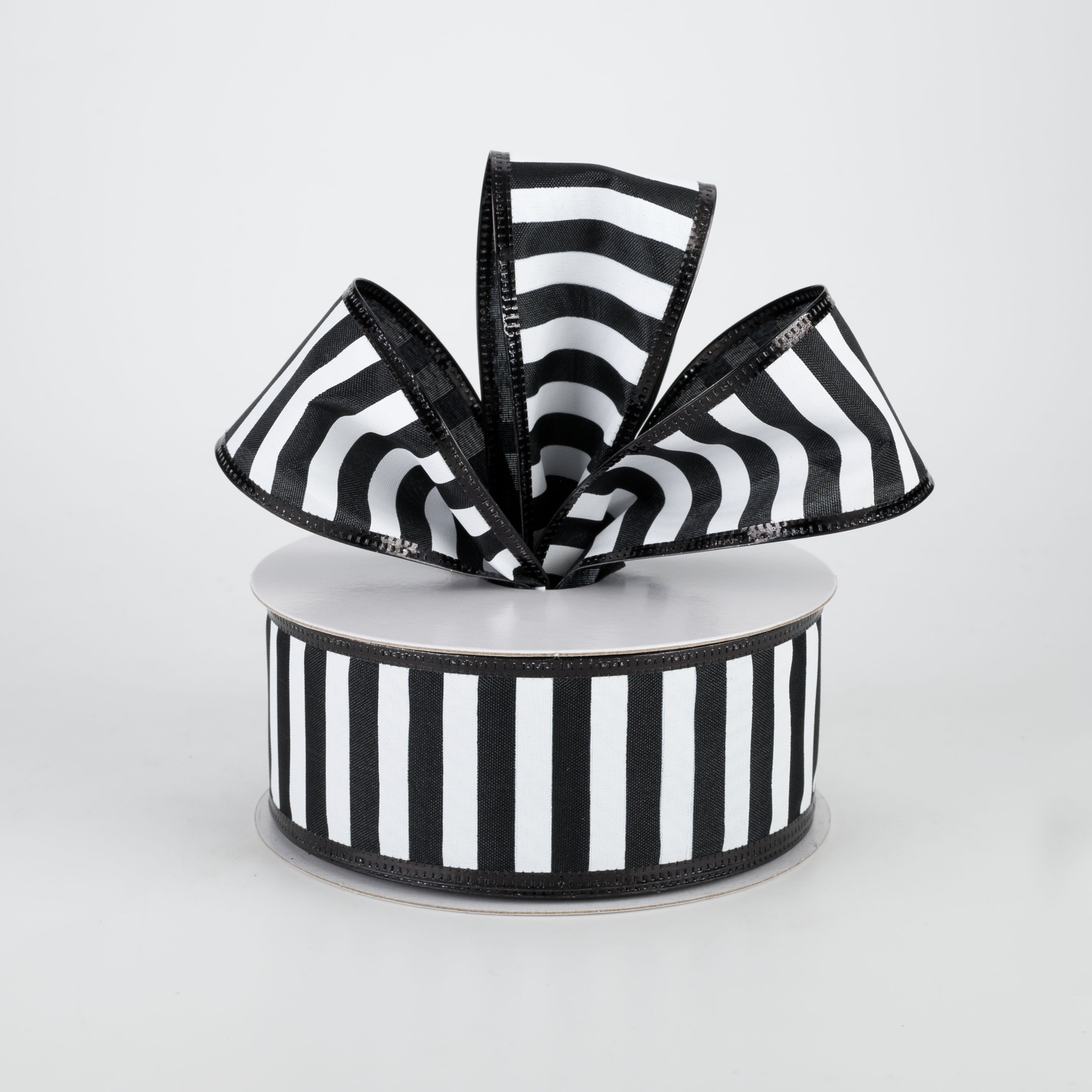1.5 Inch Black & White Stripe Metallic Edge Ribbon - 10 Yards for Gift Wrapping, Party Decorations, DIY Crafts & Scrapbooking