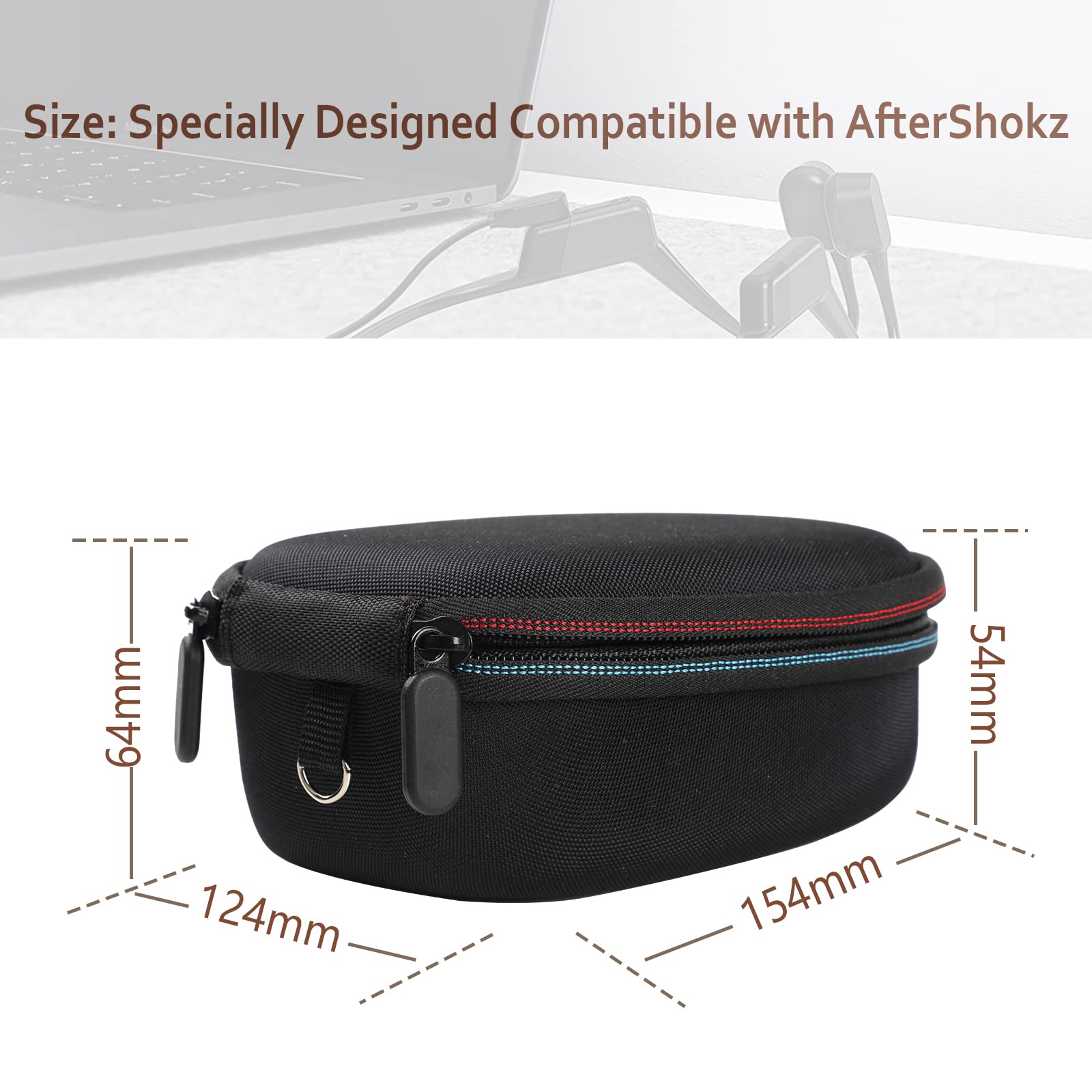 Durable Hard Protective Case for AfterShokz Trekz Air/Aeropex/Titanium Mini/OpenRun Pro Bone Conduction Headphones - Travel & Sports Storage Cover (Black) - Perfect for Gym, Running, Hiking & Outdoor Activities