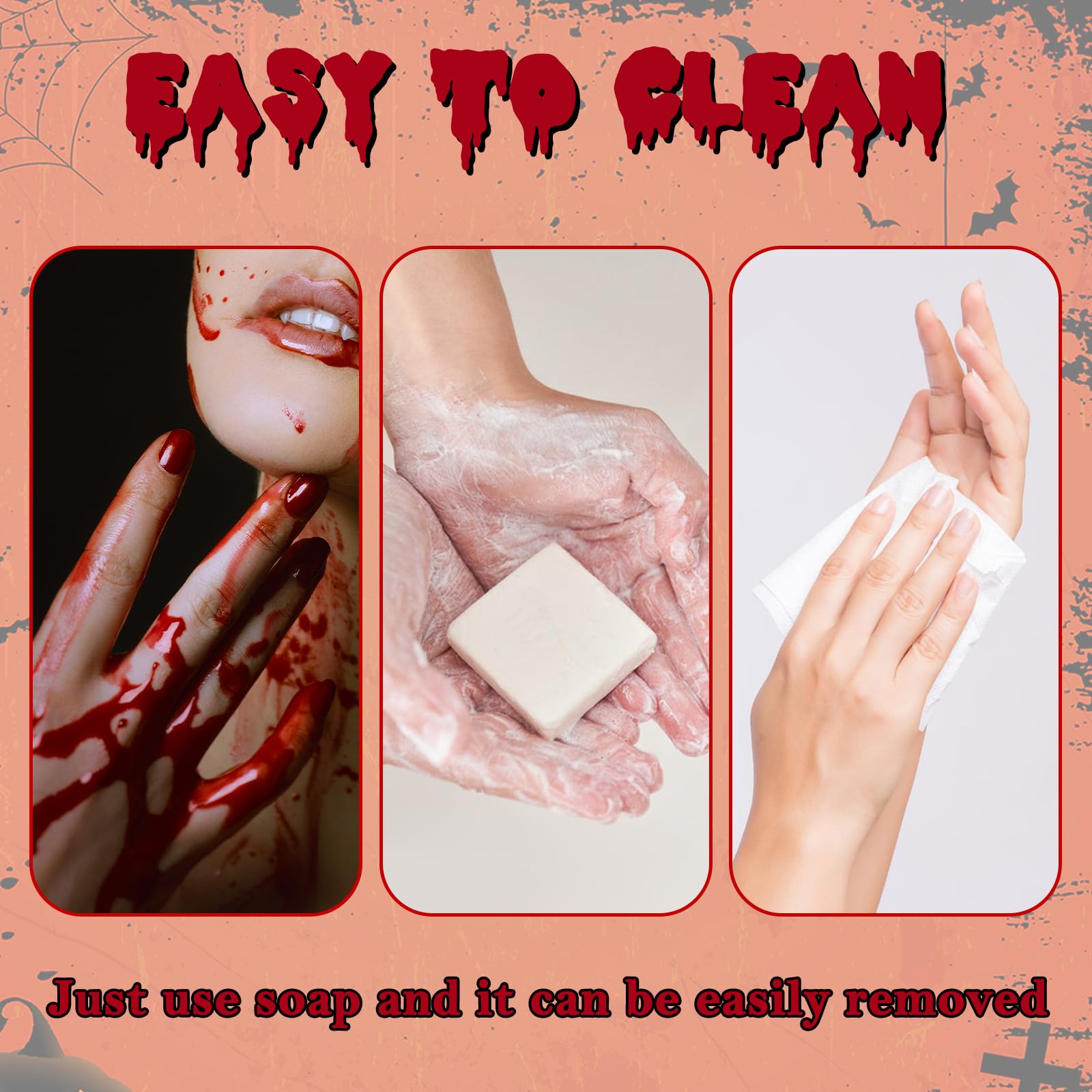 Fake Blood Makeup Kit 50ml - Safe, Washable for Halloween & Cosplay
