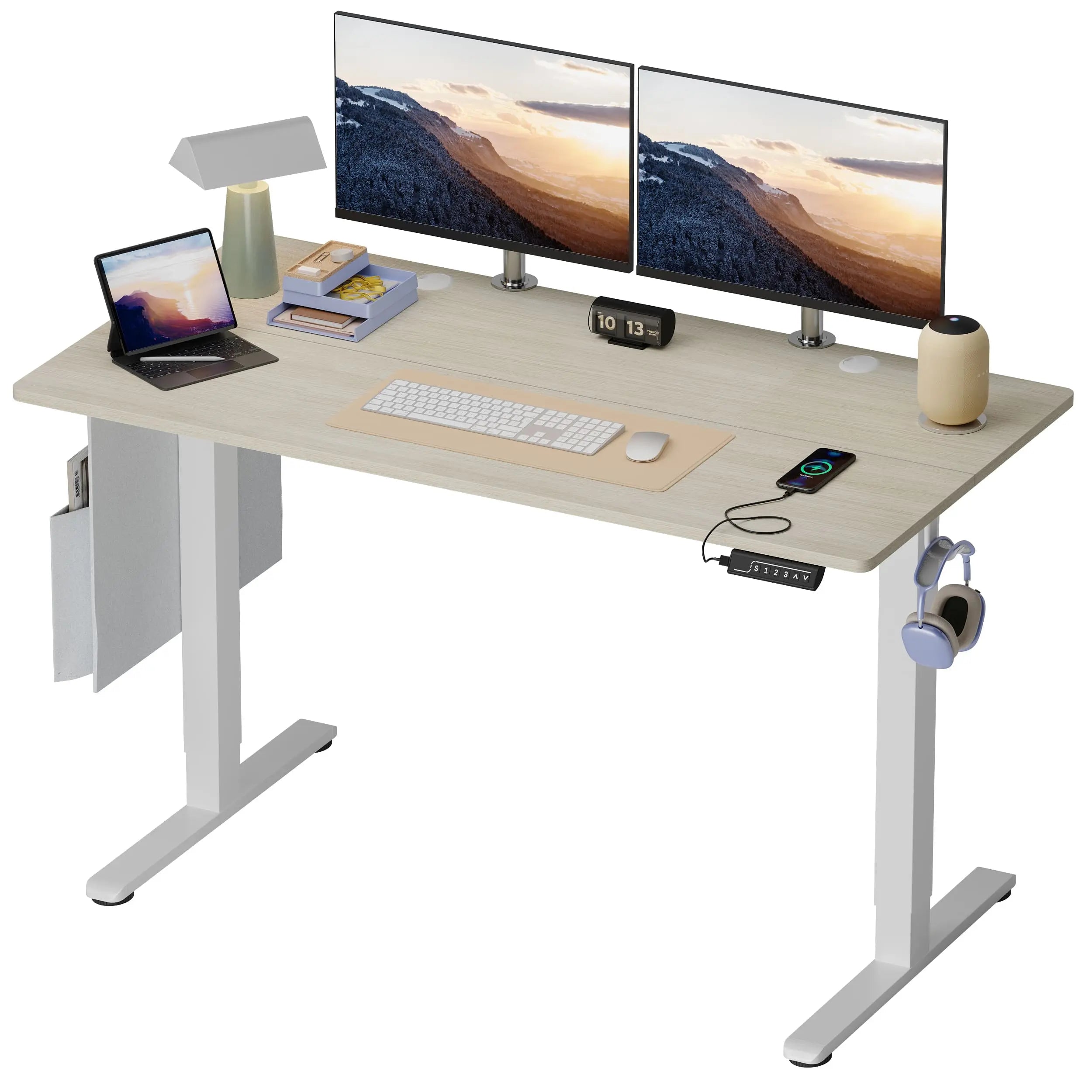 Bestier 55 Inch Electric Standing Desk - Height Adjustable Home Office Desk with USB Charging Port & Memory Function for Work from Home & Gaming Setup