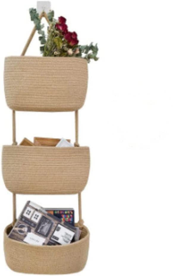 3-Tier Cotton String Wall Hanging Storage Basket - Door Organizer for Bedroom, Bathroom & Living Room | Space-Saving Home Decor for Small Spaces & Clutter-Free Organization