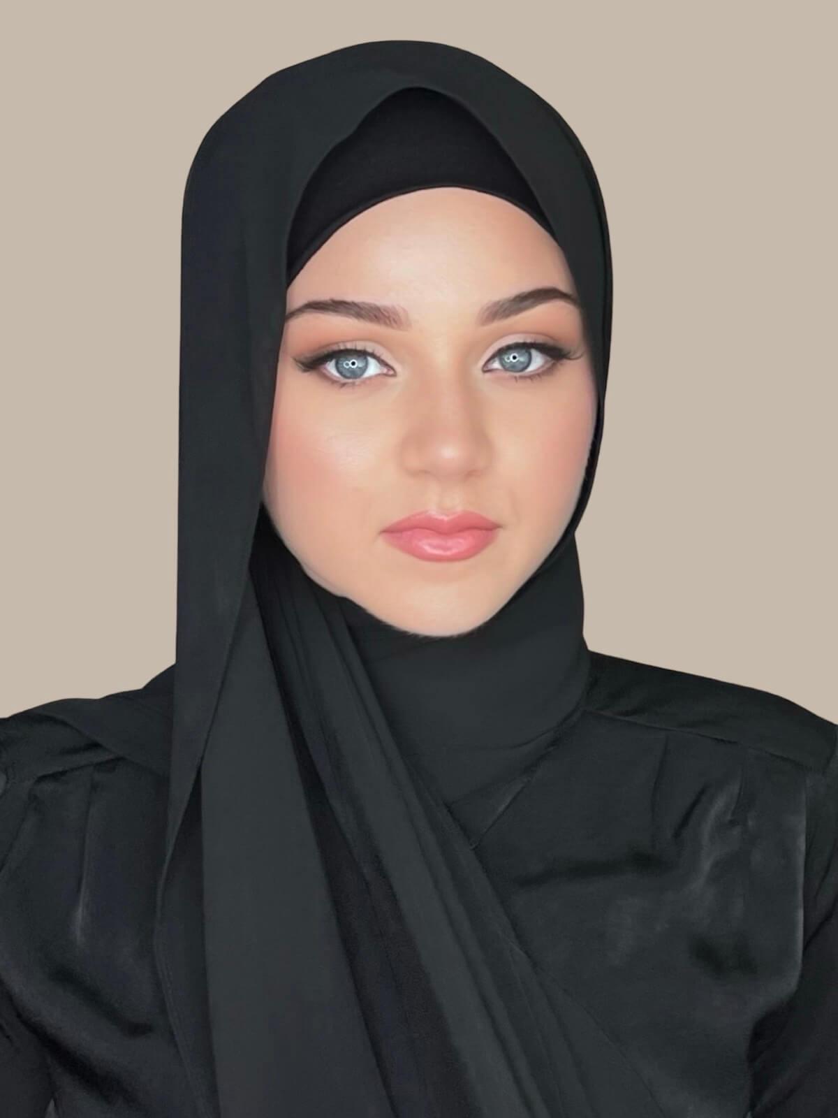Luxury Black Chiffon Hijab Scarf - Elegant & Lightweight for Women - Perfect for Daily Wear, Prayer, and Special Occasions