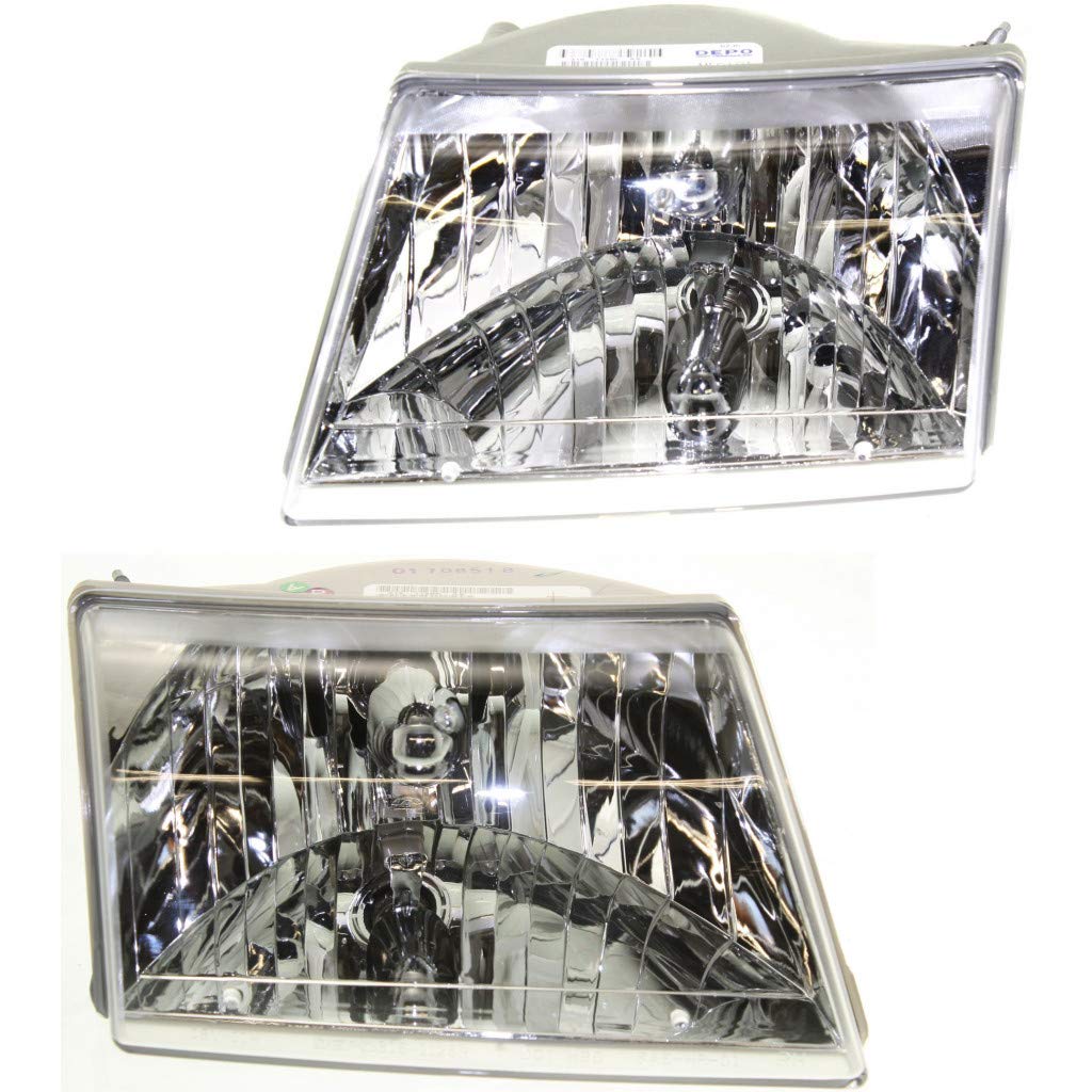 2001-2010 Mazda B2500 Headlight Assembly Pair - Driver & Passenger Side with Bulbs - Direct Replacement for MA2502117 & MA2503117 - Perfect for Night Driving & Off-Road Adventures