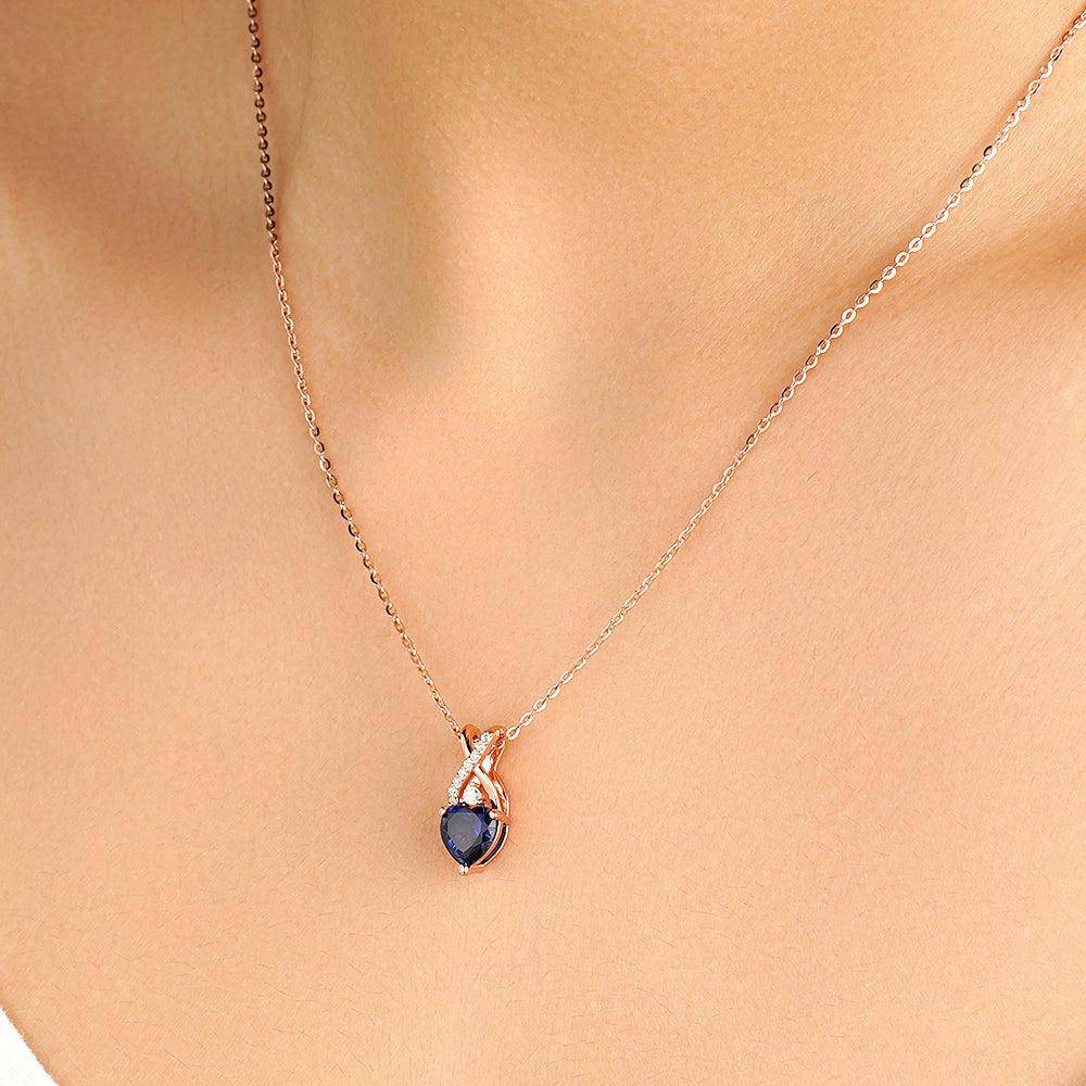1.16 CT Solitaire Heart Sapphire & White Sapphire Pendant Necklace - Elegant Jewelry Gift for Women, Perfect for Valentine's Day, Anniversary & Special Occasions