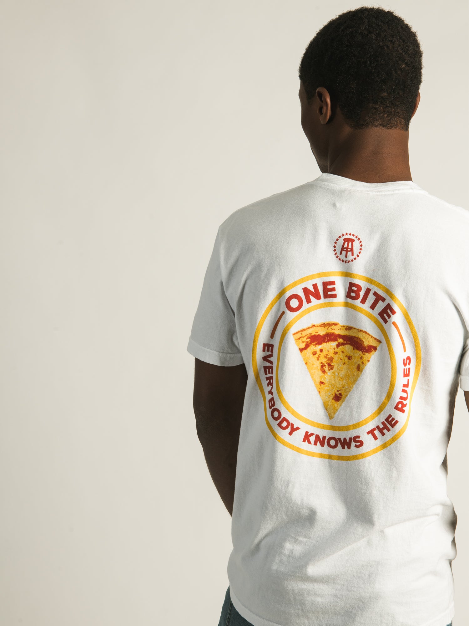 Barstool Sports One Bite Everybody Knows The Rules T-Shirt - Funny Pizza Lover Tee for Men & Women - Perfect for Parties, Gifts & Casual Wear