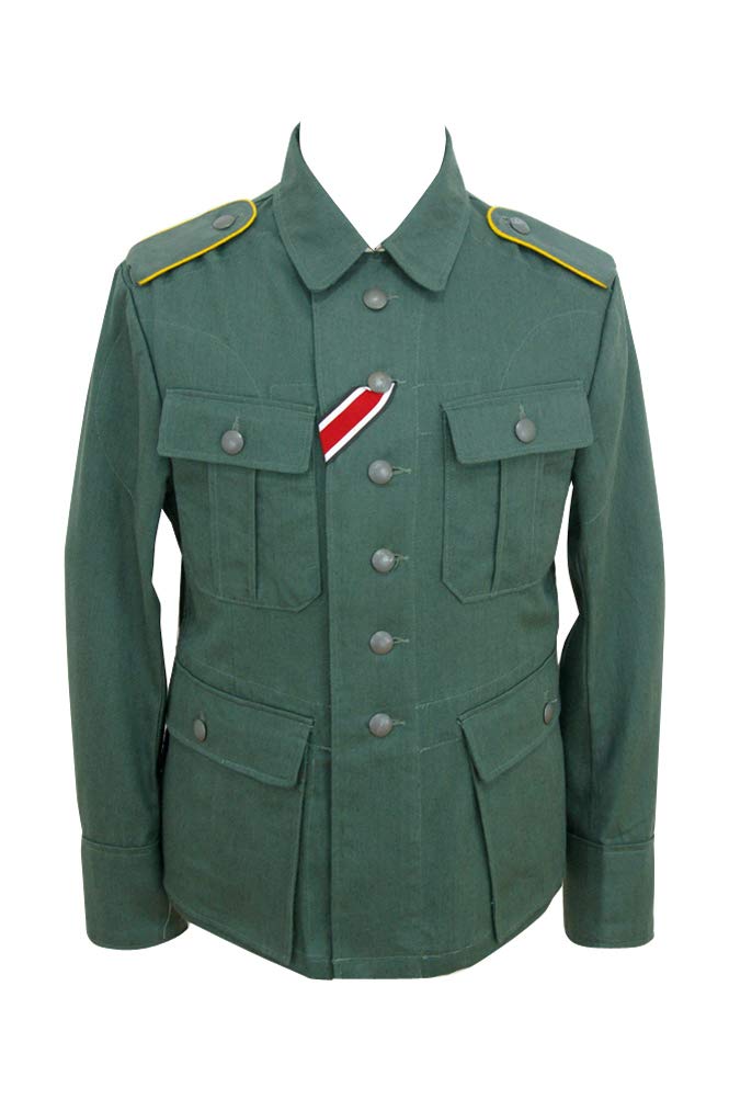 WW2 German M41 Summer HBT Luftwaffe Tunic - Reed Green Military Uniform for Reenactment & Collectors | WWII Historical Costume for Events & Display