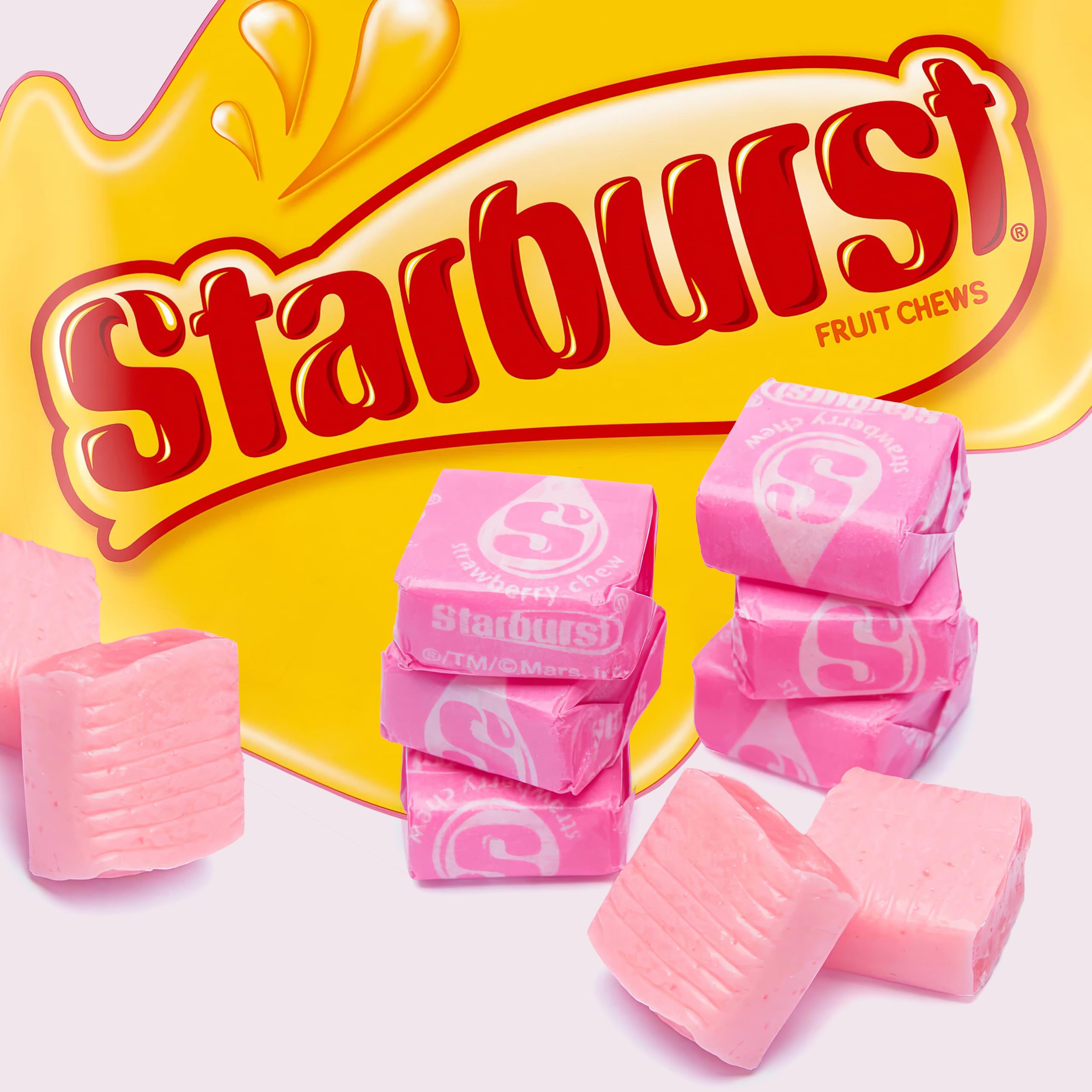 Strawberry Chewy Candy - 1 Pound Bulk Individually Wrapped Pink Candies (Approx 90 Pieces) - Sweet Snacks for Kids & Adults - Perfect for Christmas Candy Buffets, Party Favors, and Holiday Decorations