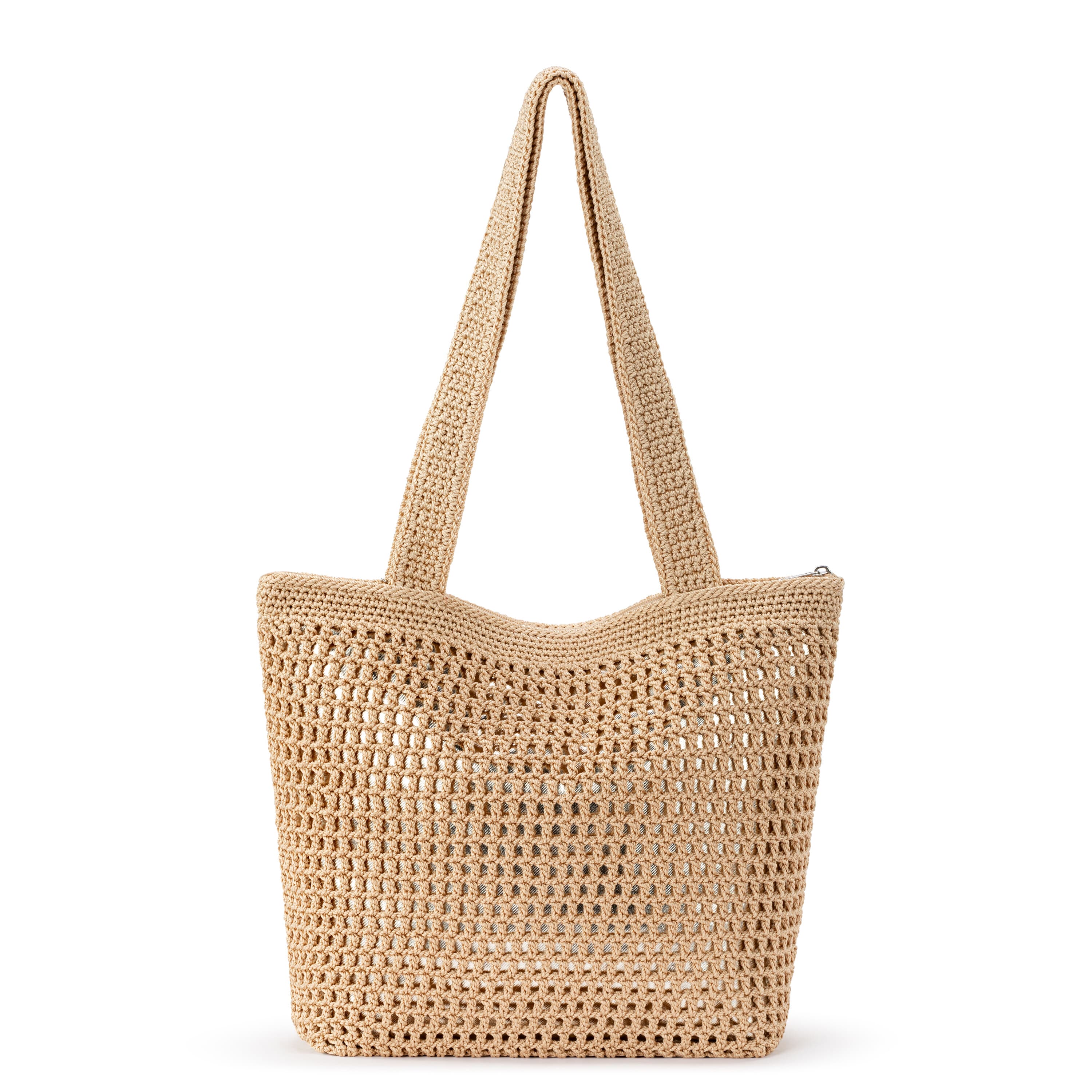 Handmade Crochet Bamboo Tote Bag with Gold Accents - Stylish & Eco-Friendly Casual Purse for Women - Perfect for Shopping, Beach, and Everyday Use