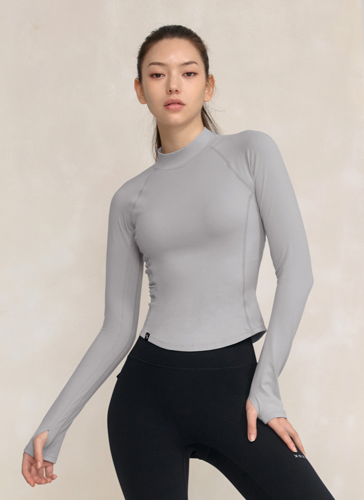 Stylish Peach Mock Neck Long Sleeve Top for Women - Perfect for Office Wear, Casual Outings & Fall Layering
