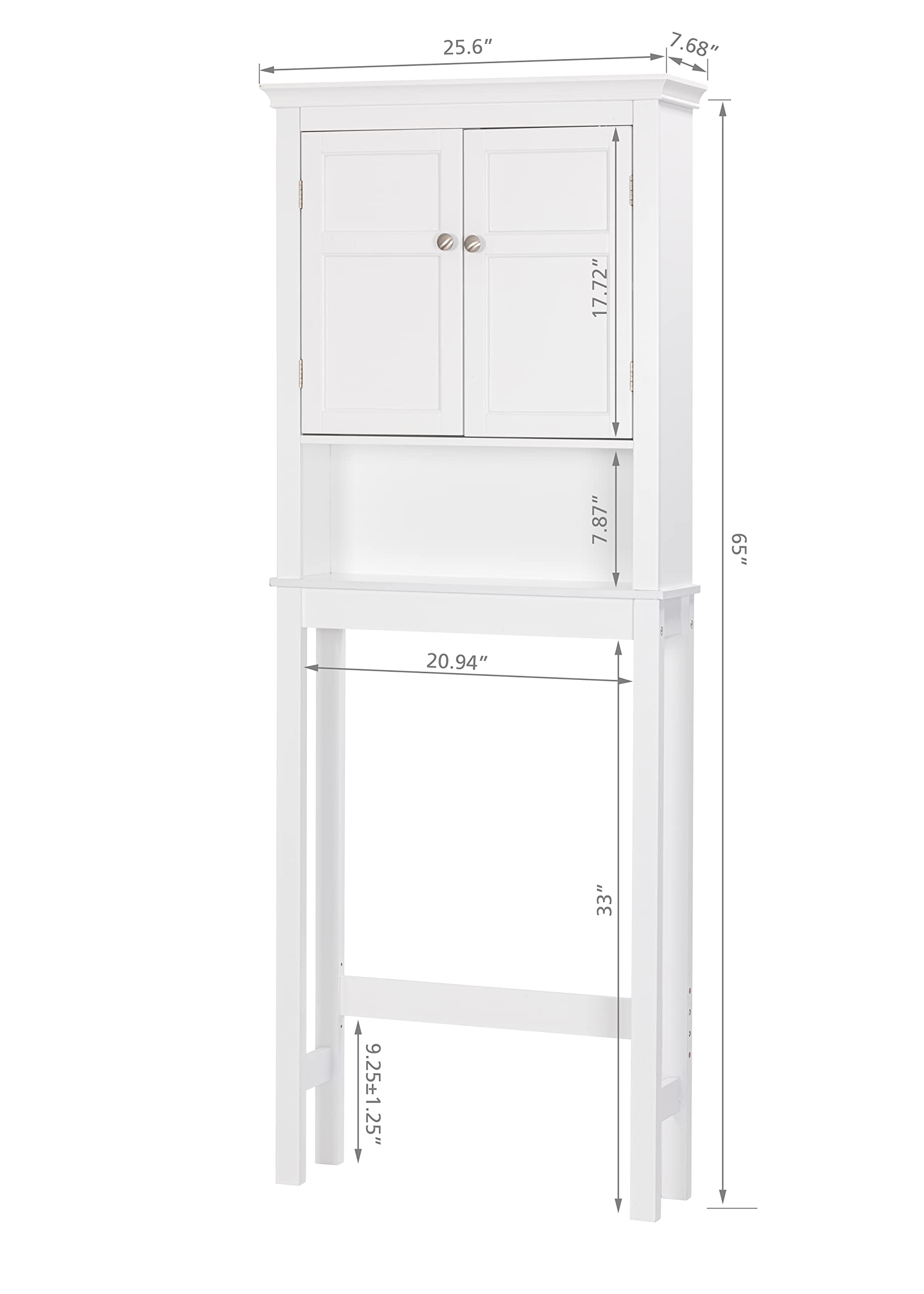 UTEX Over The Toilet Storage Cabinet - Adjustable Shelf Bathroom Organizer with 3-Tier Shelves, White Space Saver for Small Bathrooms | Perfect for Towel, Toilet Paper & Cosmetic Storage