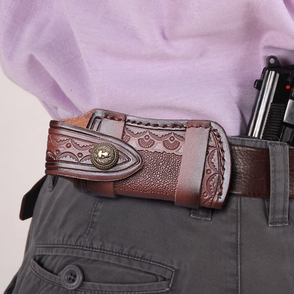 DONGKER 4 Inch Genuine Leather Knife Sheath - Belt Loop Holder for 4